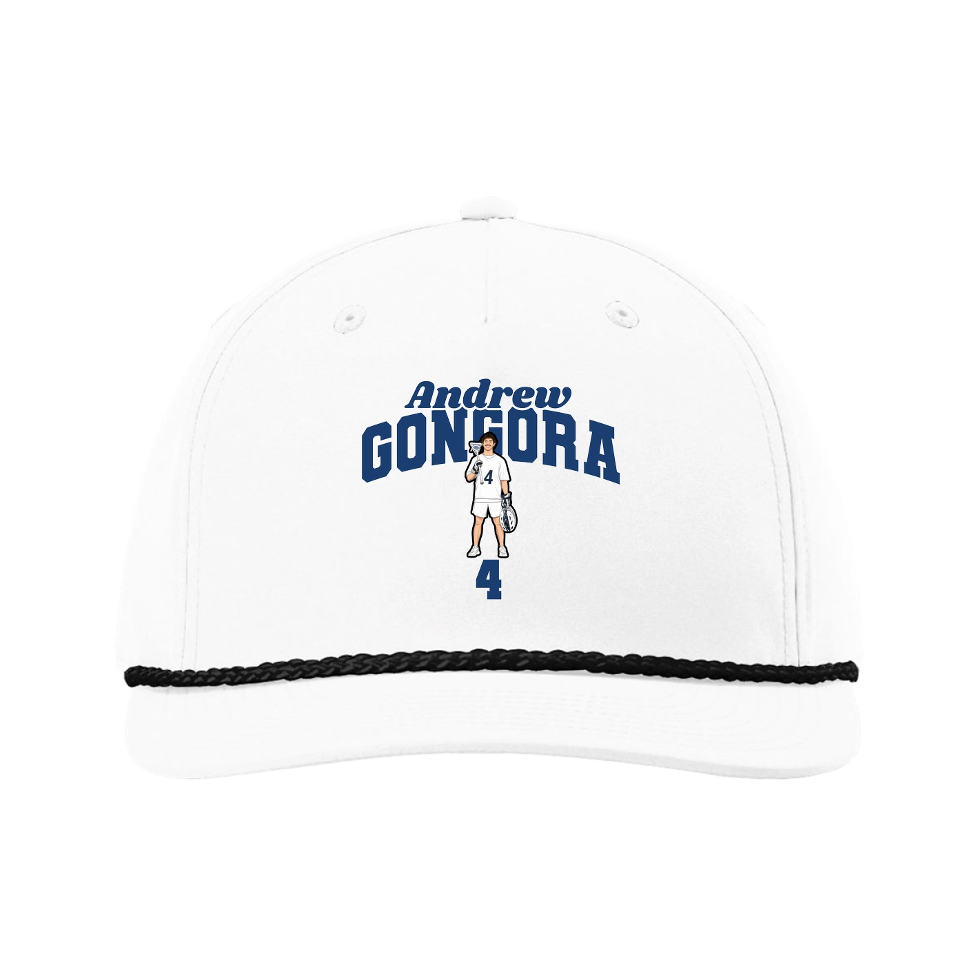 Five-Panel Classic Rope Cap — Signature Arch in White