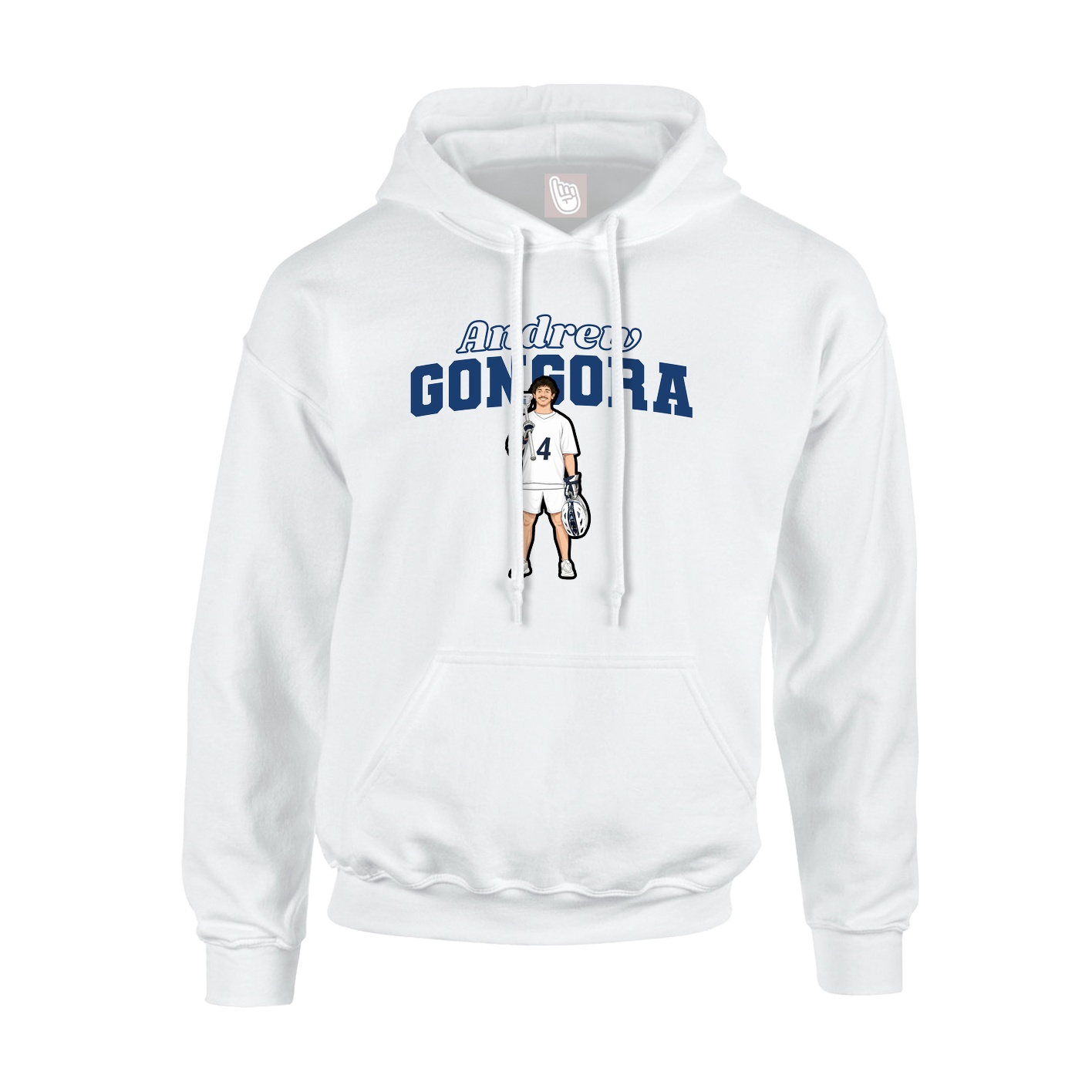 Youth Hoodie — Name Arch in White