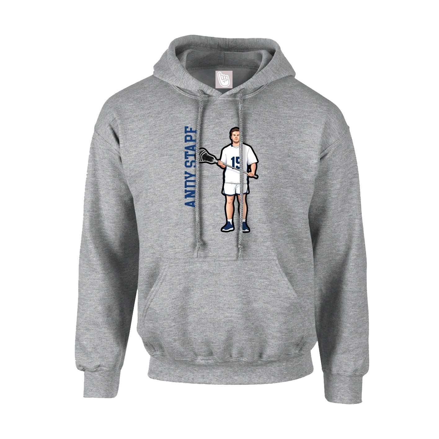 Hoodie — Name Vertical in Grey