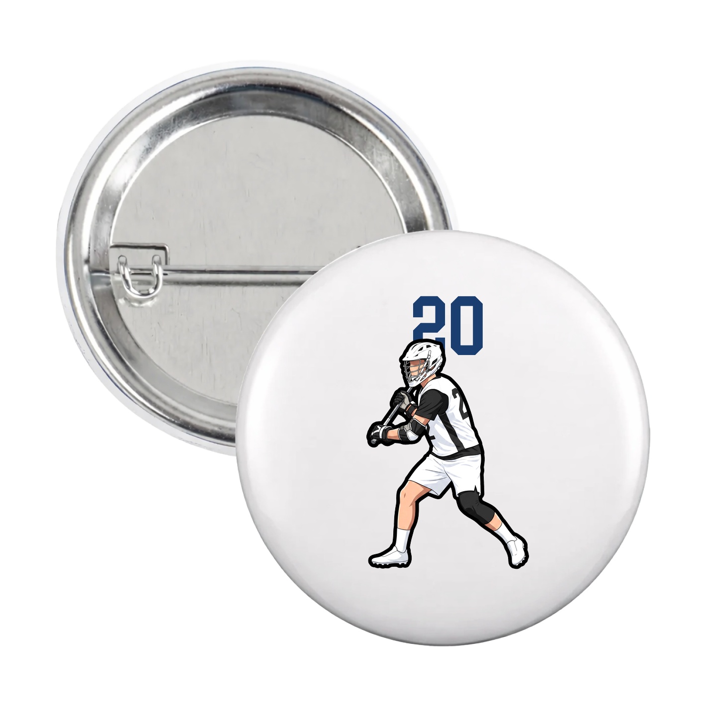 Game Day Button — Number Top in White