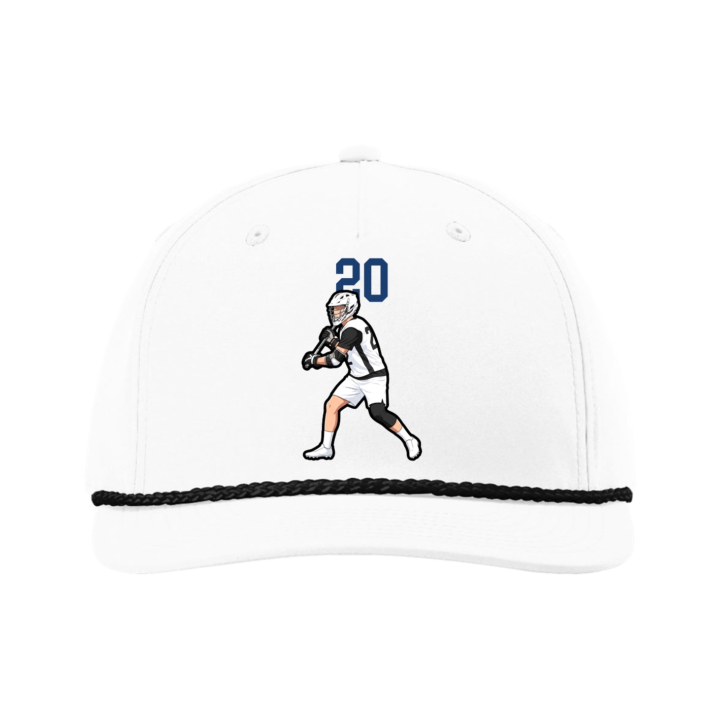 Five-Panel Classic Rope Cap — Number Top in White