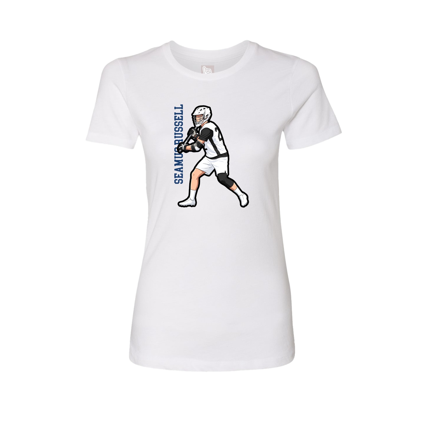 Fitted Women's Tee — Name Vertical in White