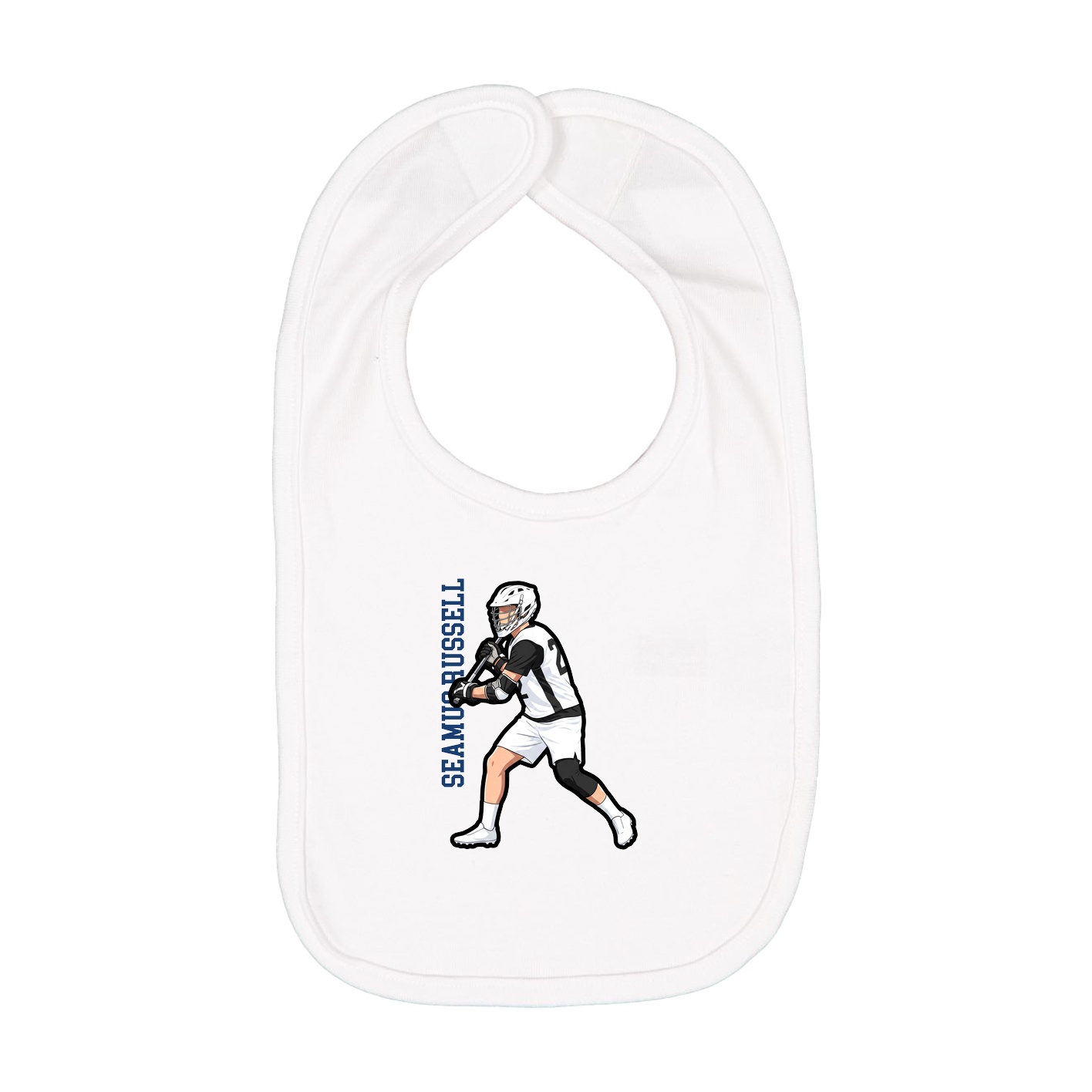 Infant Bib — Name Vertical in White