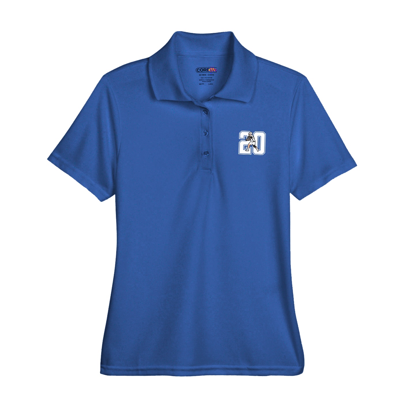 Womens Performance Polo — Number in Royal