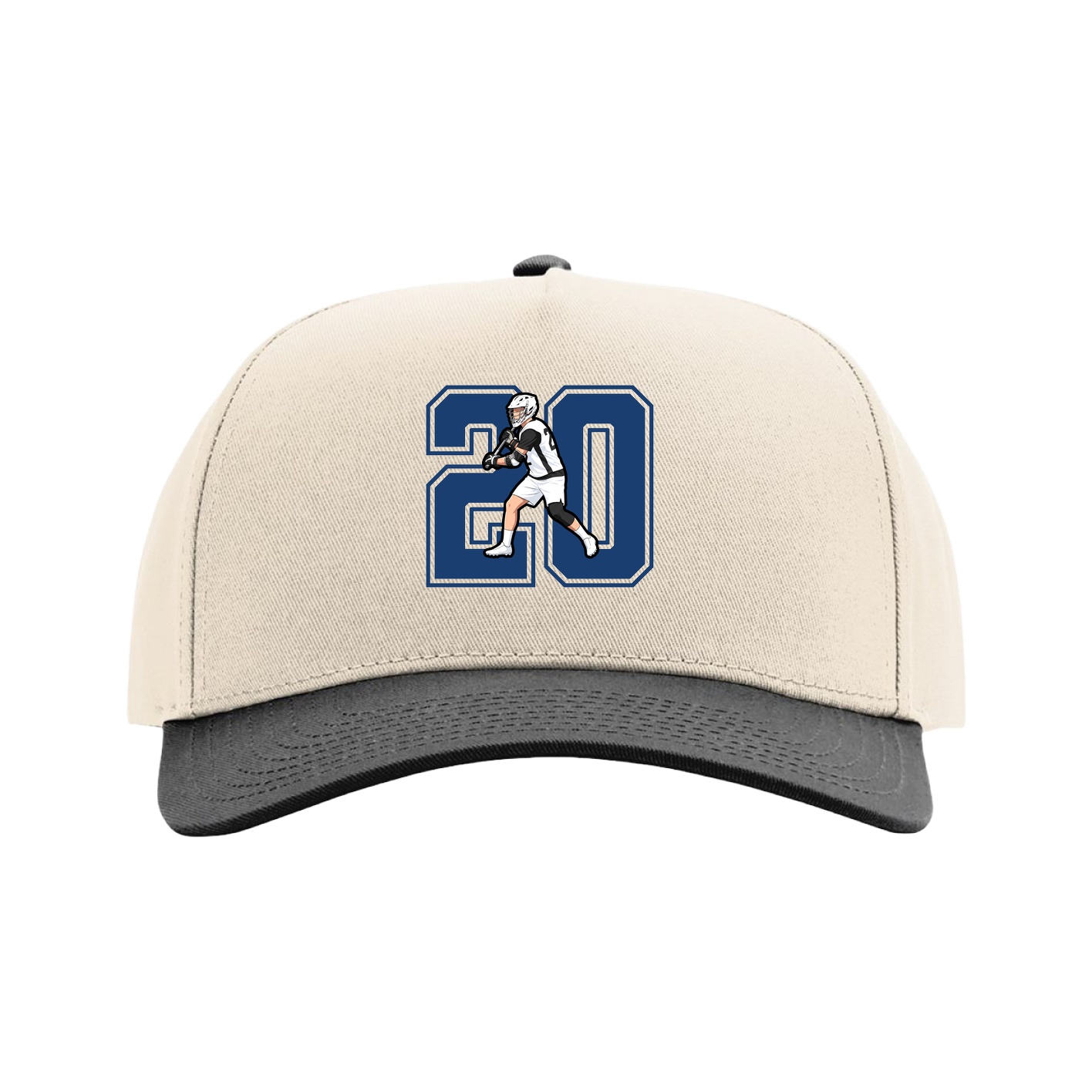 Full Fabric Five-Panel Champ Cap — Number in Cream/Black