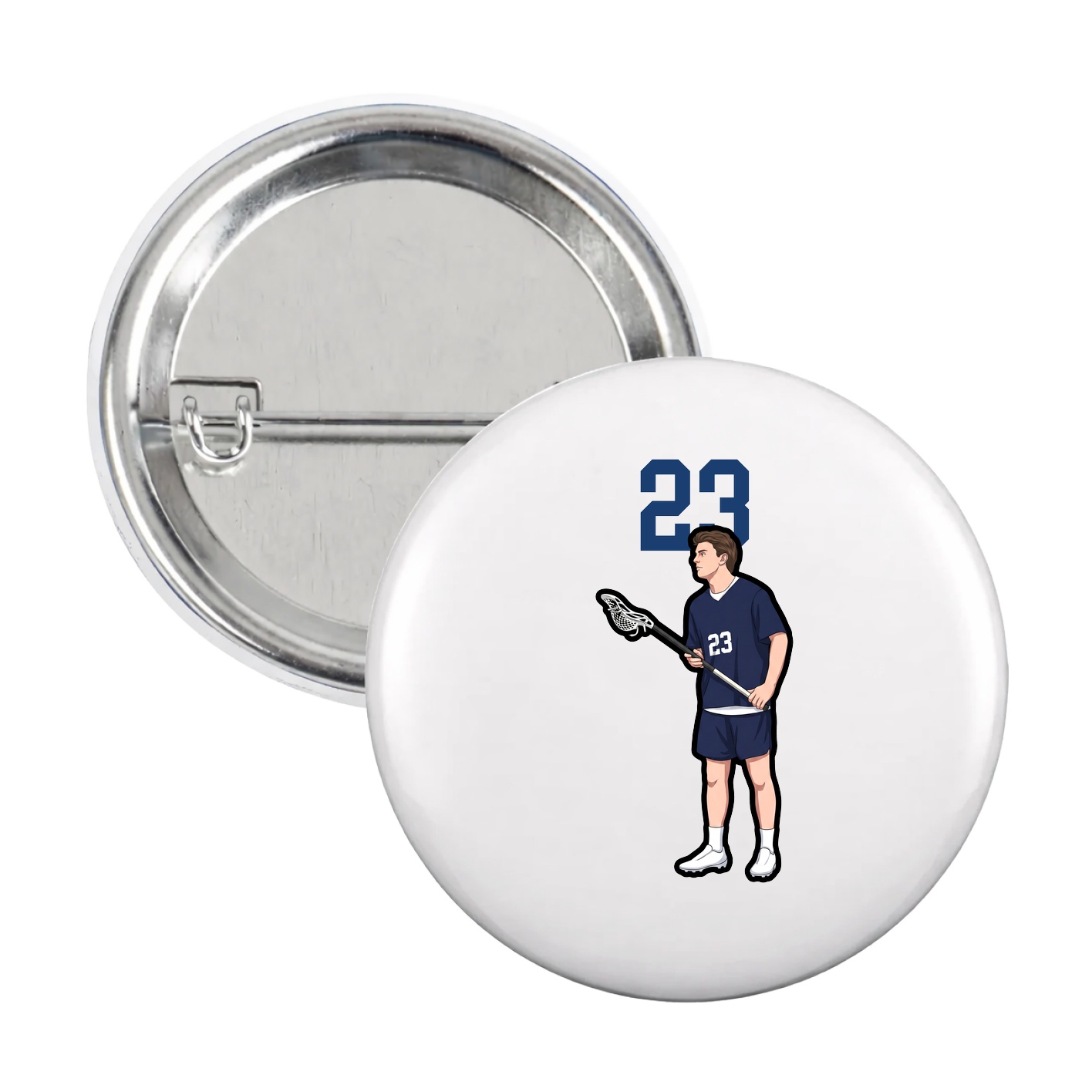 Game Day Button — Number Top in White