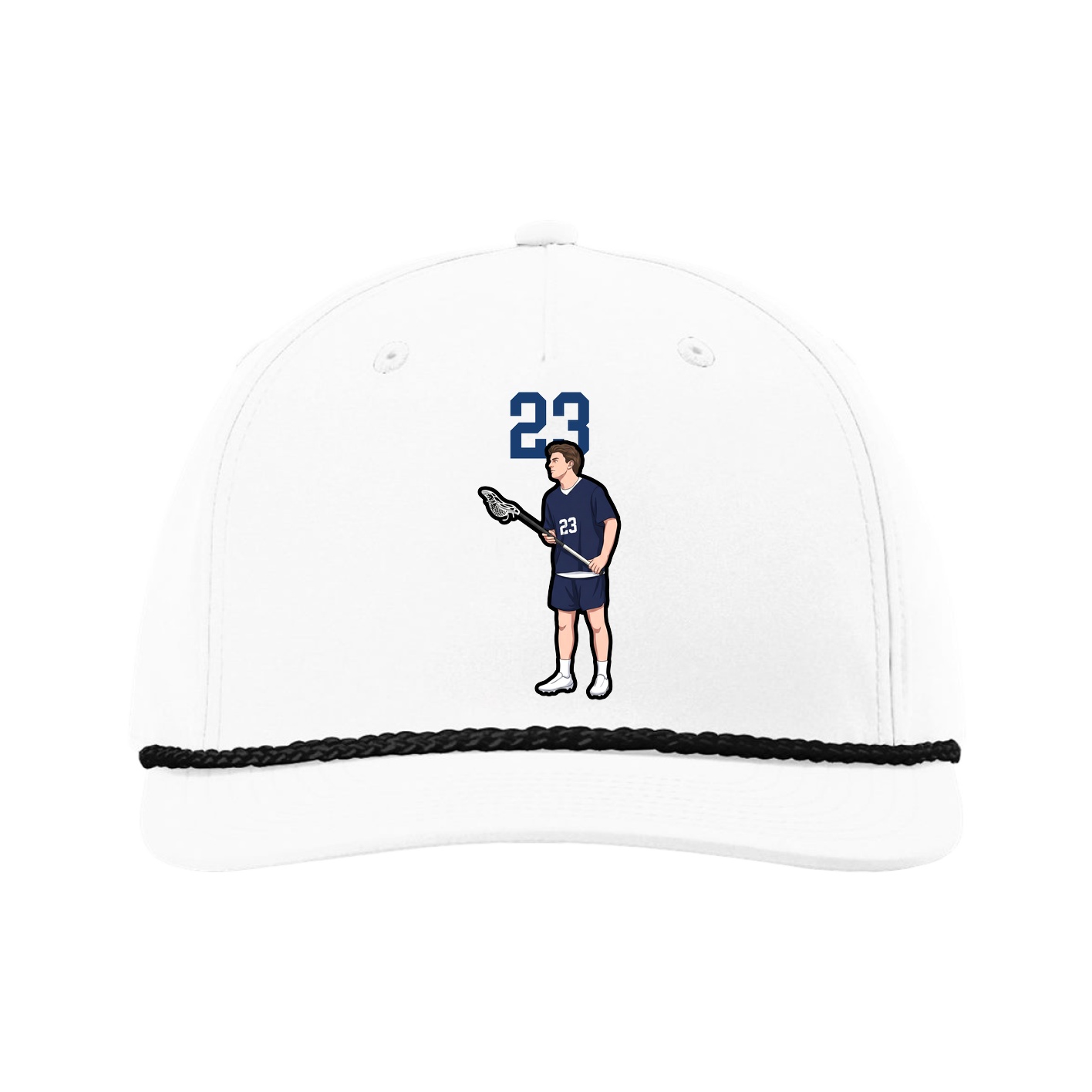 Five-Panel Classic Rope Cap — Number Top in White