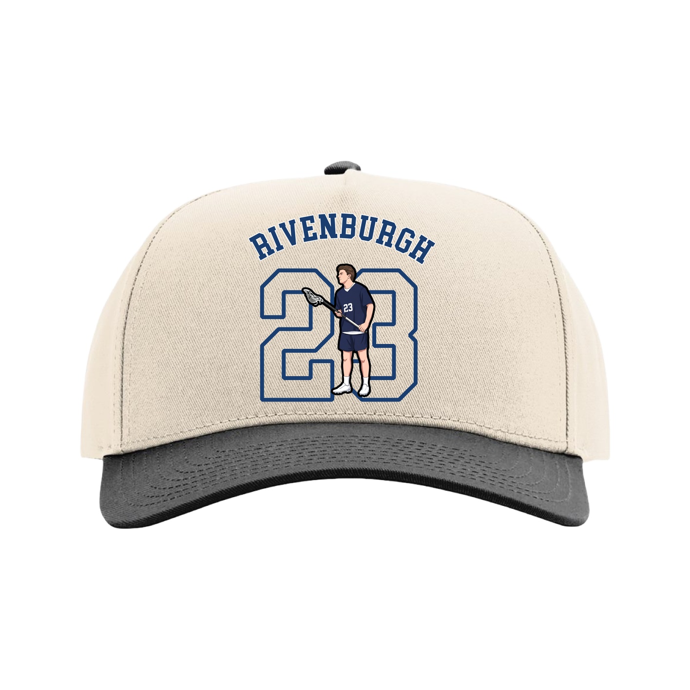 Full Fabric Five-Panel Champ Cap — Shirsey Arch in Cream/Black