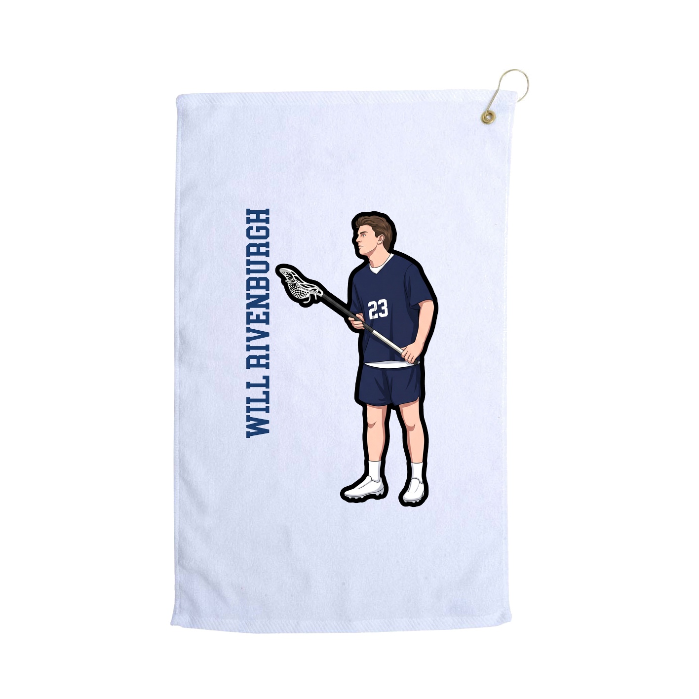 Golf Towel — Name Vertical in White