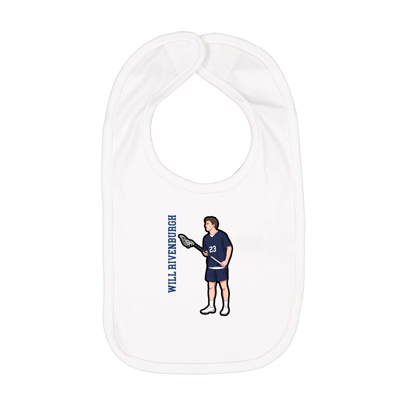 Infant Bib — Name Vertical in White
