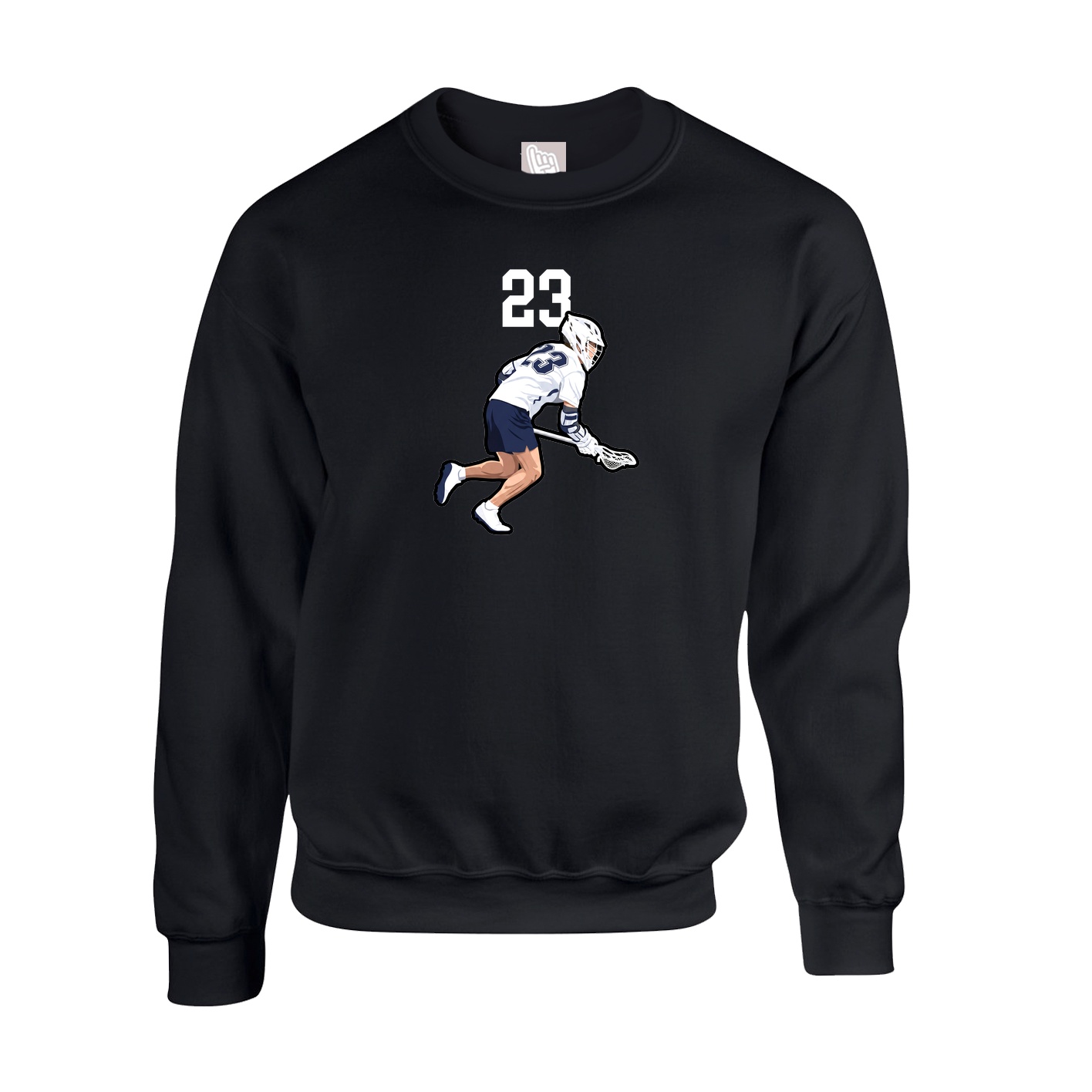 Fleece Crew — Number Top in Black