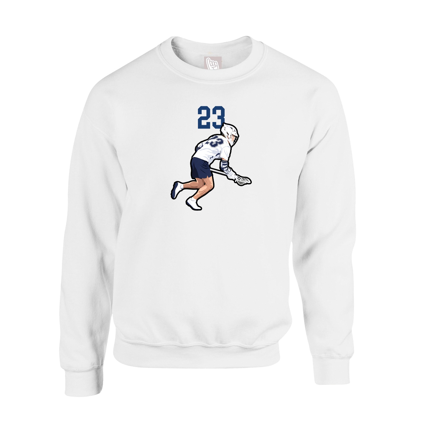 Fleece Crew — Number Top in White