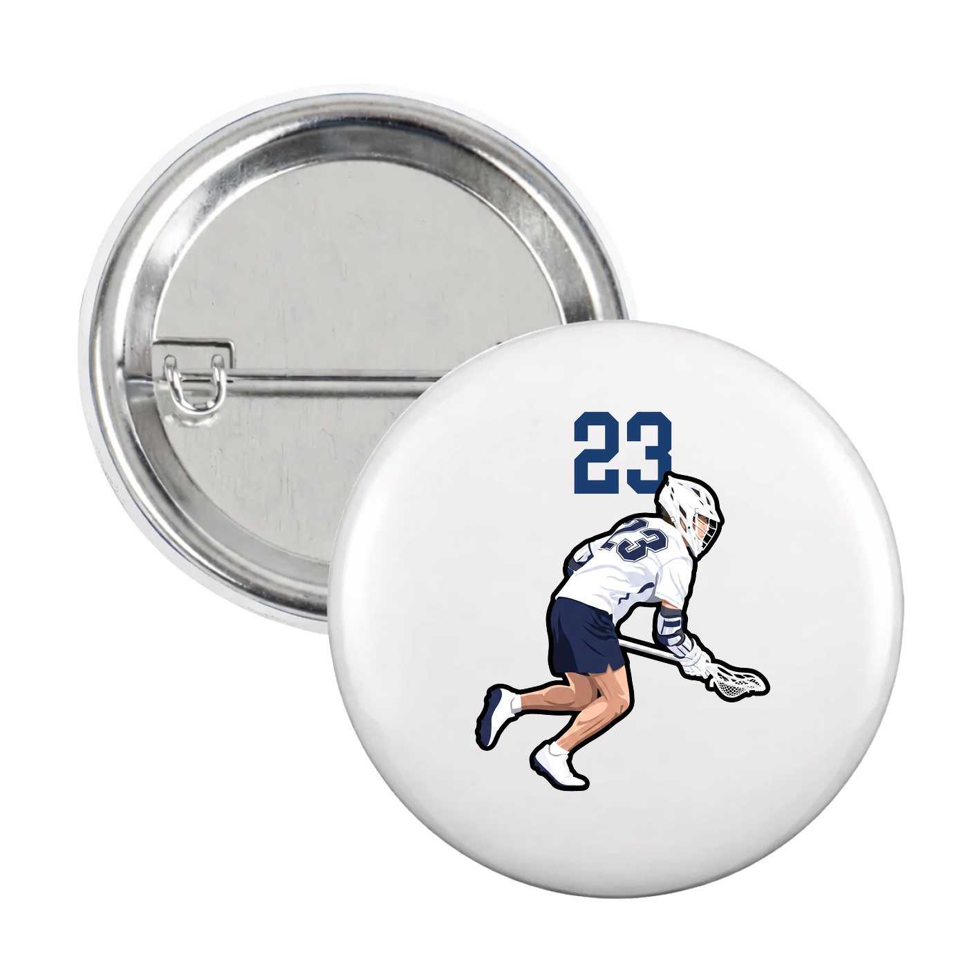 Game Day Button — Number Top in White
