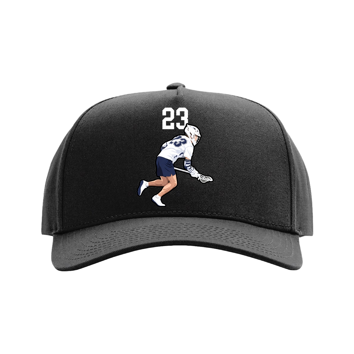 Full Fabric Five-Panel Champ Cap — Number Top in Black