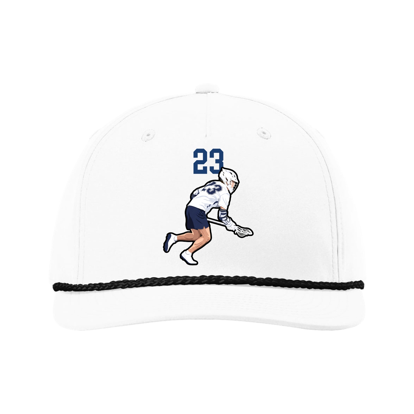 Five-Panel Classic Rope Cap — Number Top in White