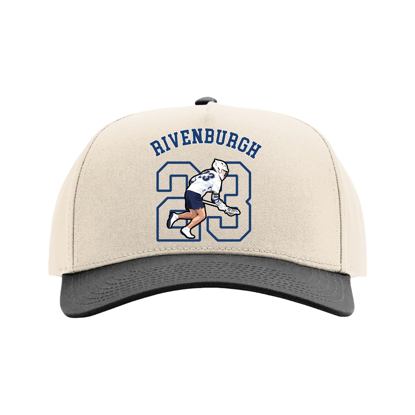 Full Fabric Five-Panel Champ Cap — Shirsey Arch in Cream/Black