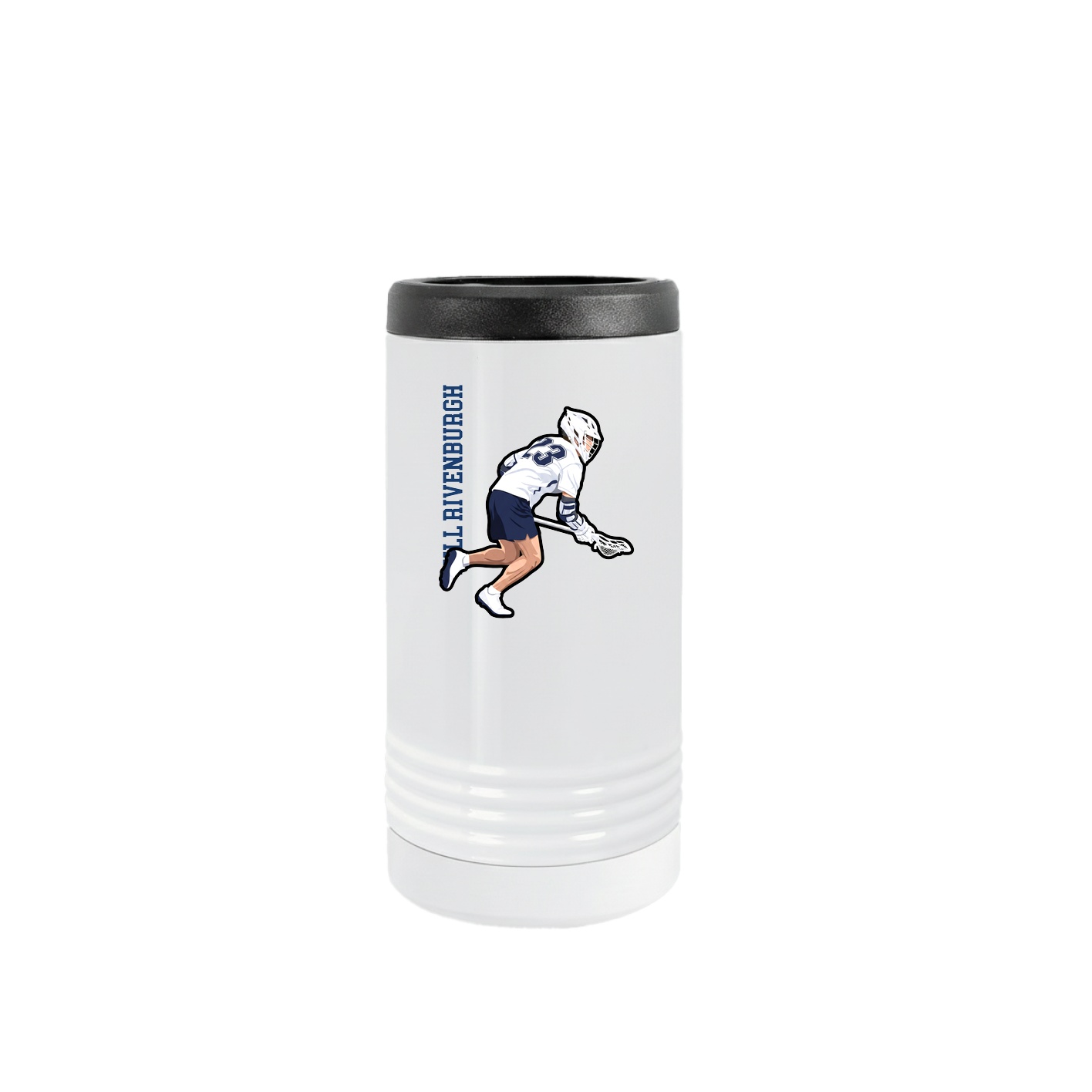 Slim Beverage Holder — Name Vertical in White
