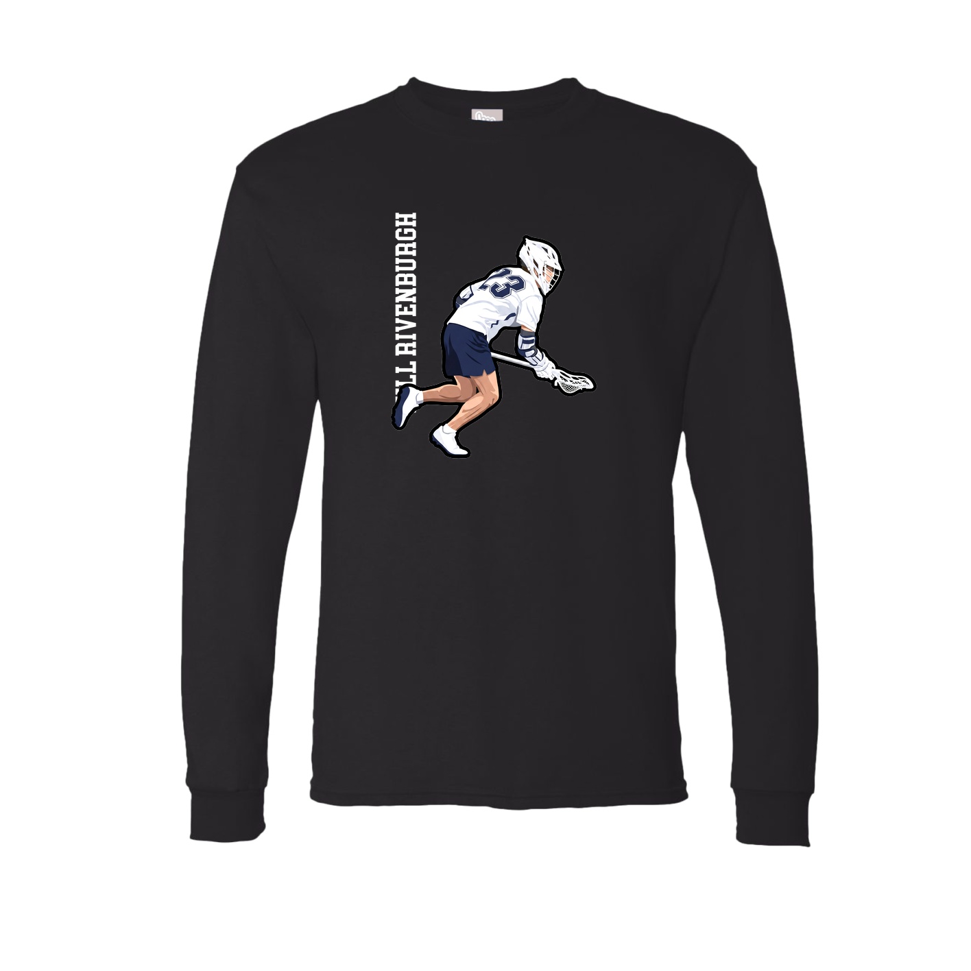 Long Sleeve Tee — Name Vertical in Black