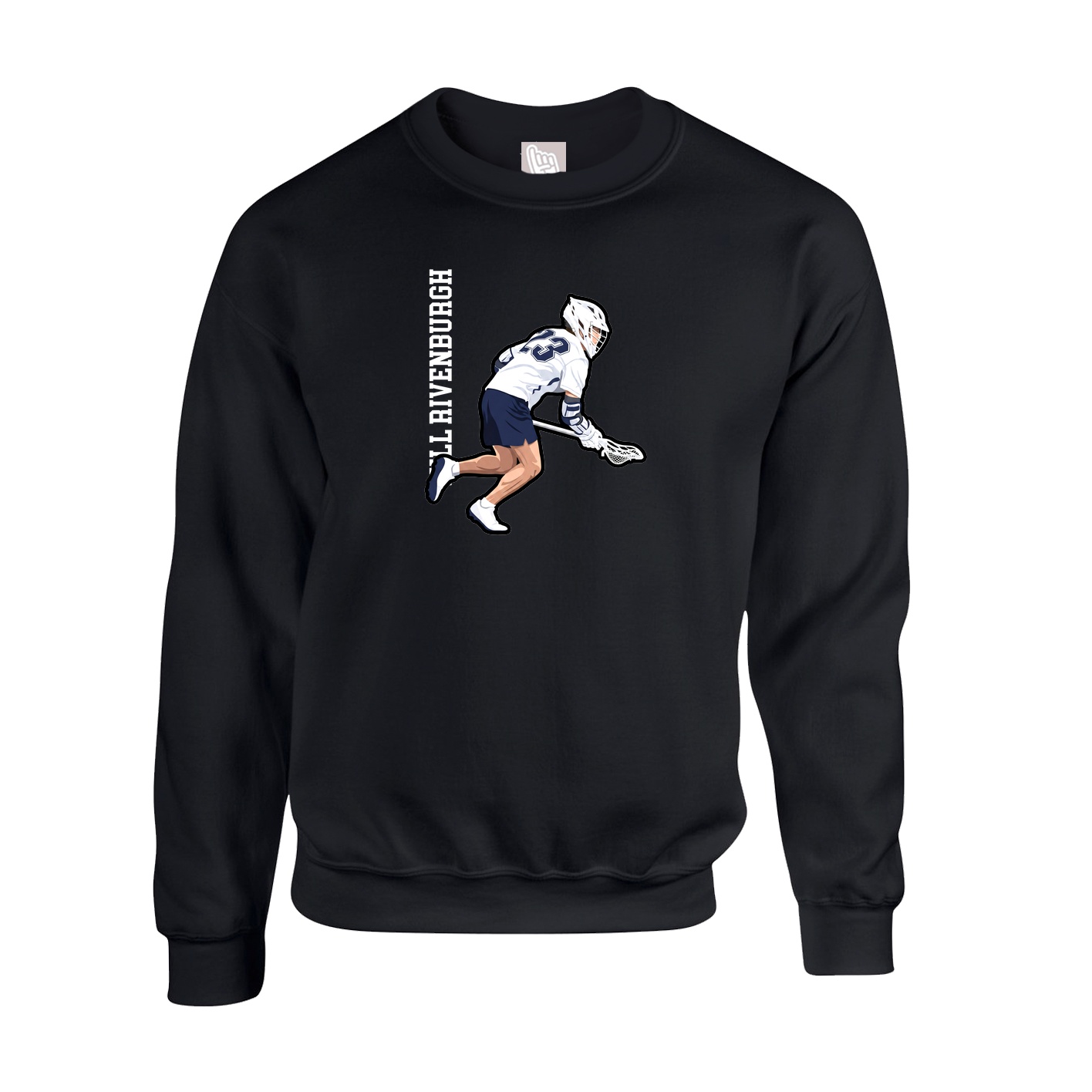 Fleece Crew — Name Vertical in Black