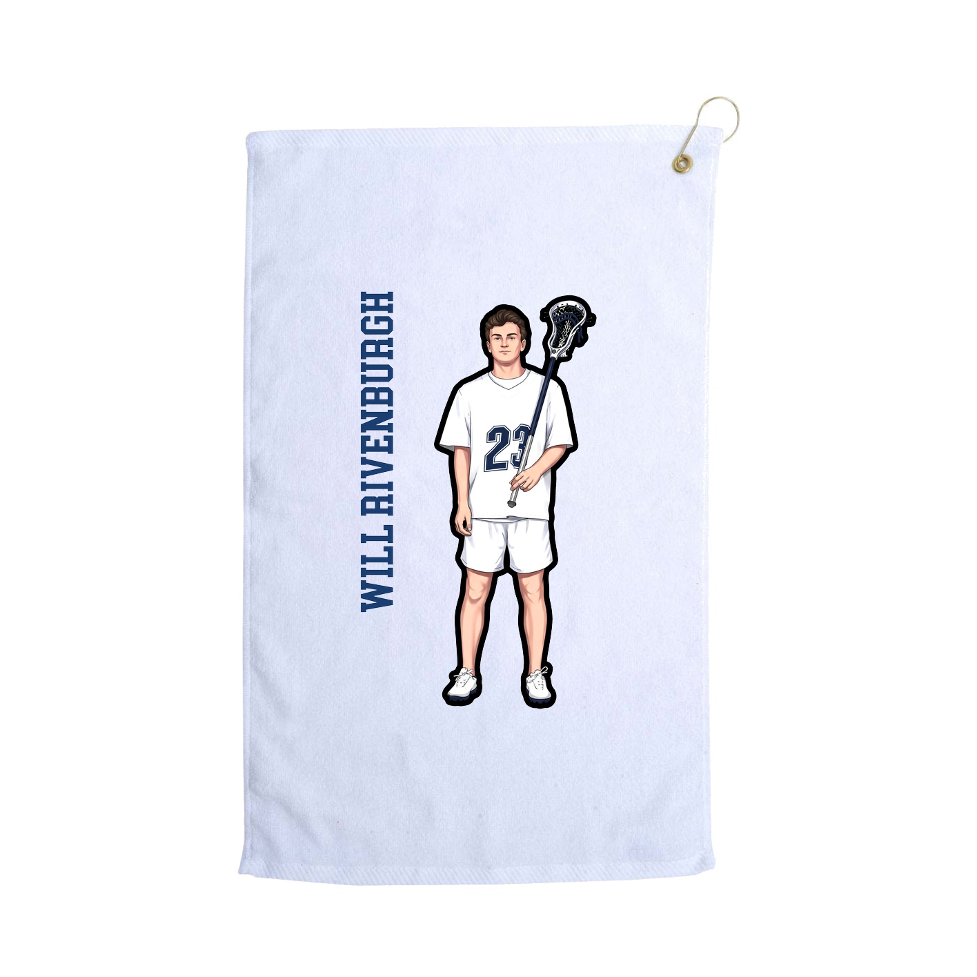 Golf Towel — Name Vertical in White