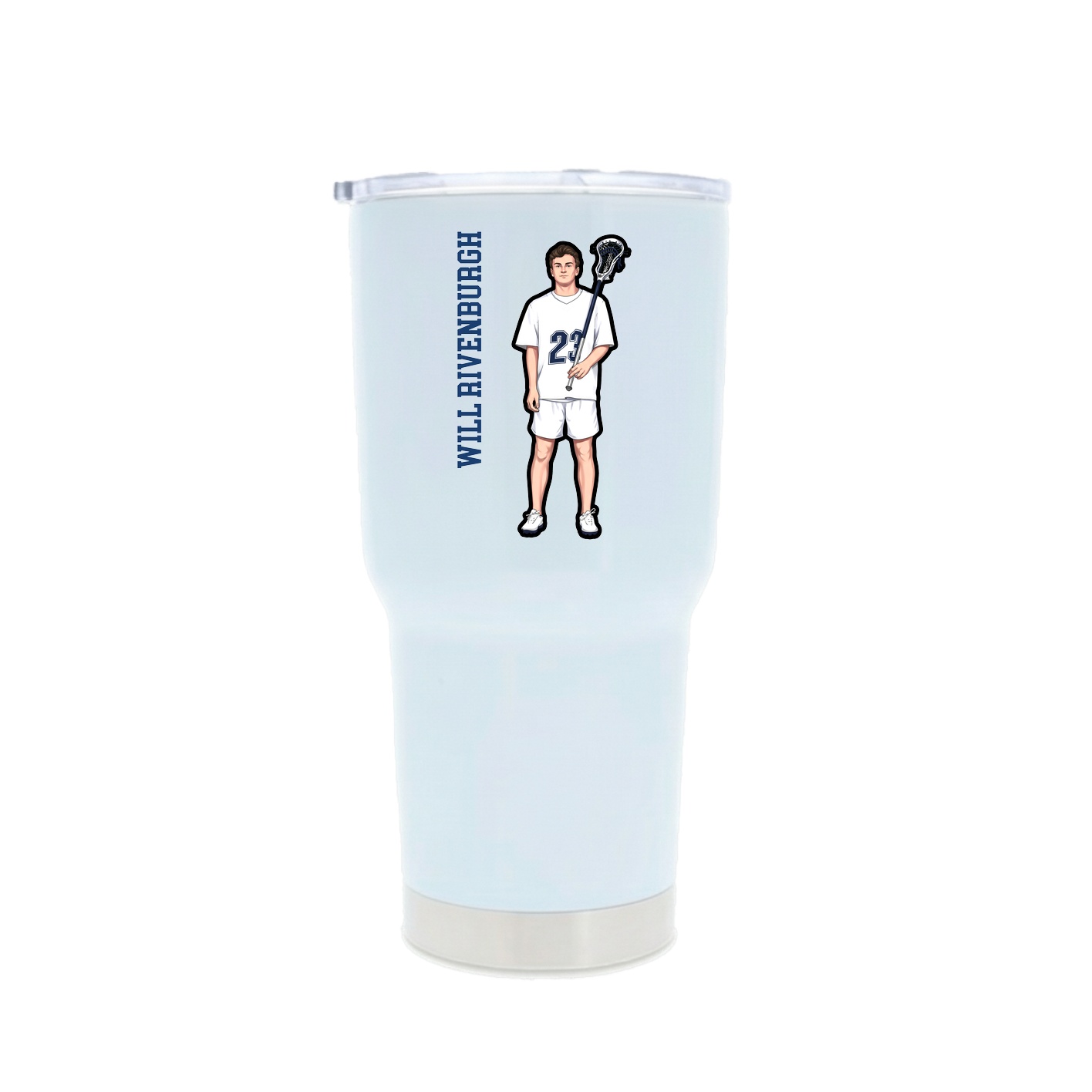 30oz Stainless Steel Tumbler — Name Vertical in White