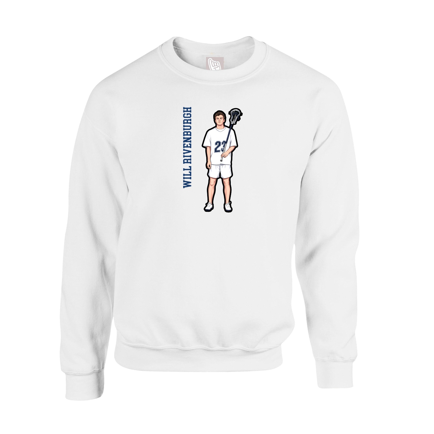 Fleece Crew — Name Vertical in White