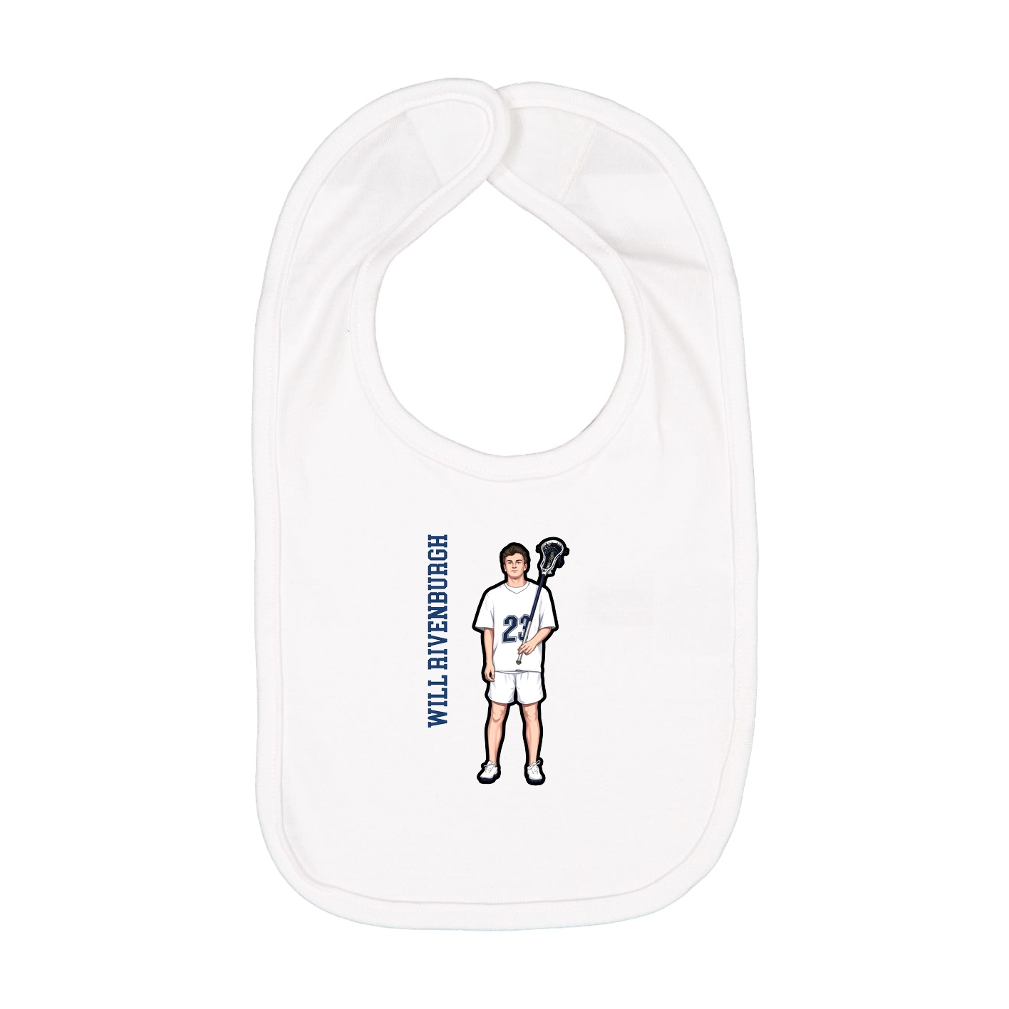 Infant Bib — Name Vertical in White