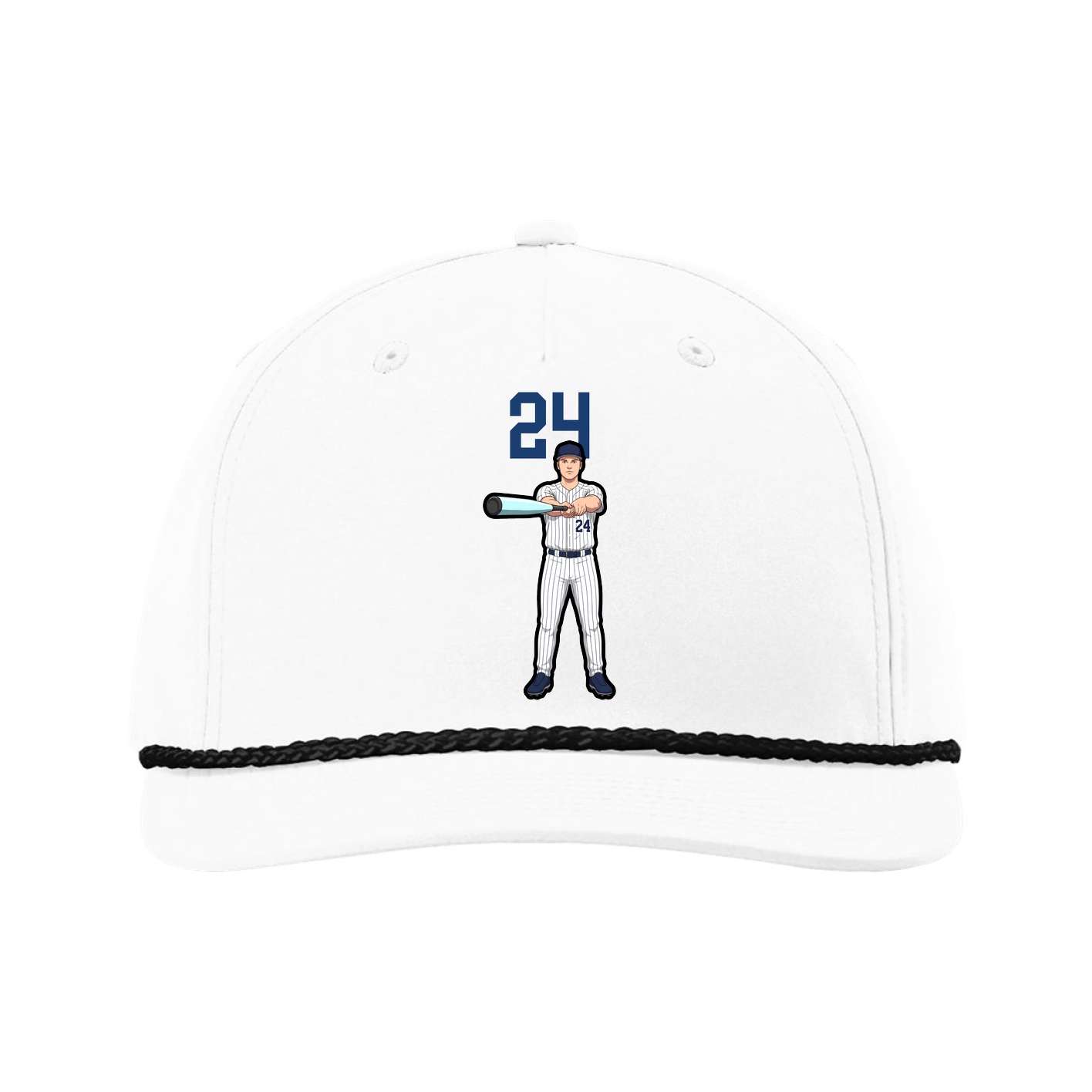 Five-Panel Classic Rope Cap — Number Top in White