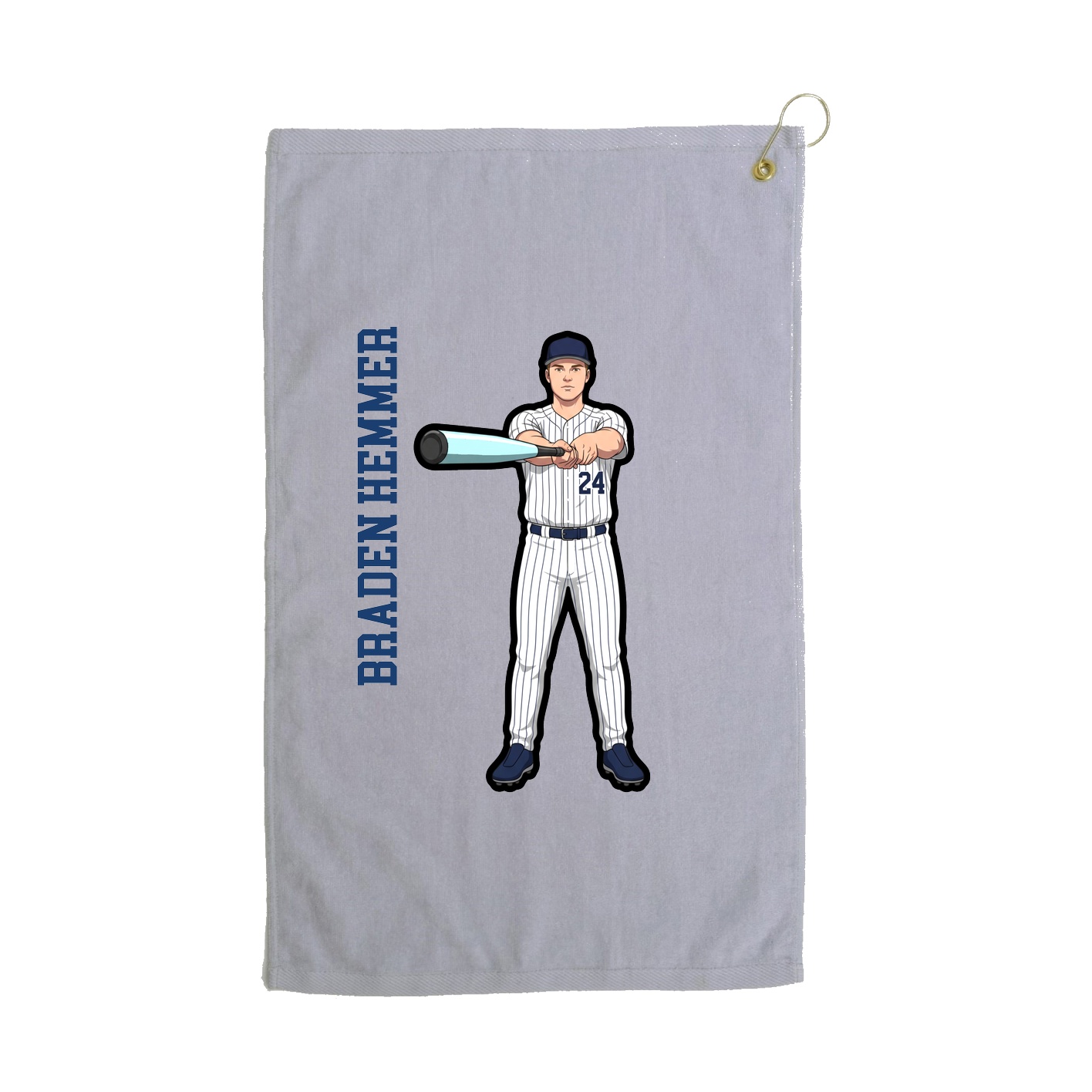 Golf Towel — Name Vertical in Grey