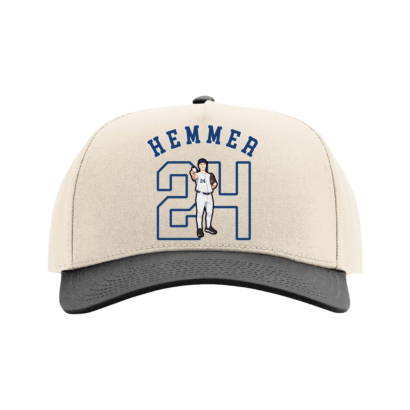 Full Fabric Five-Panel Champ Cap — Shirsey Arch in Cream/Black