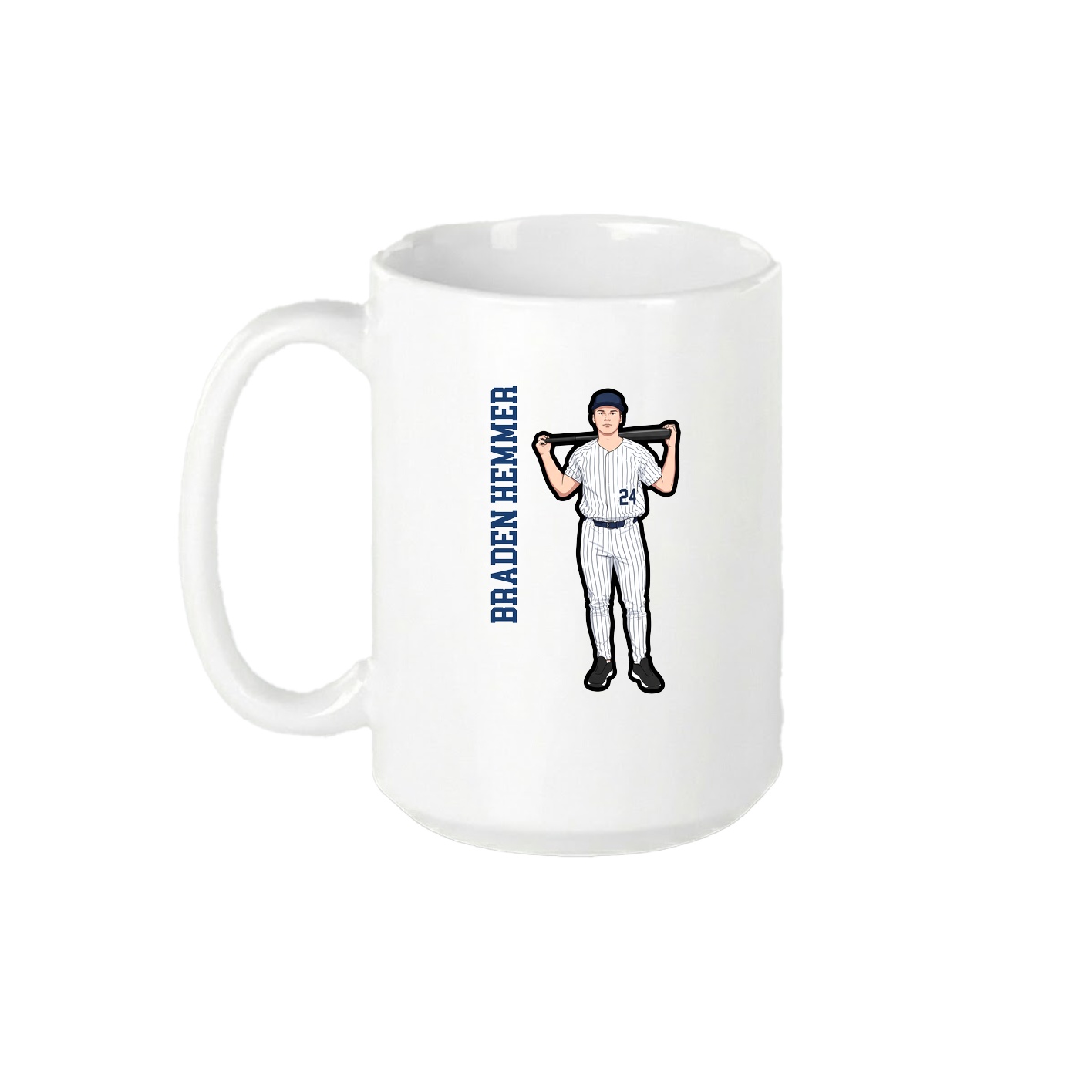 15oz Coffee Mug — Name Vertical in White
