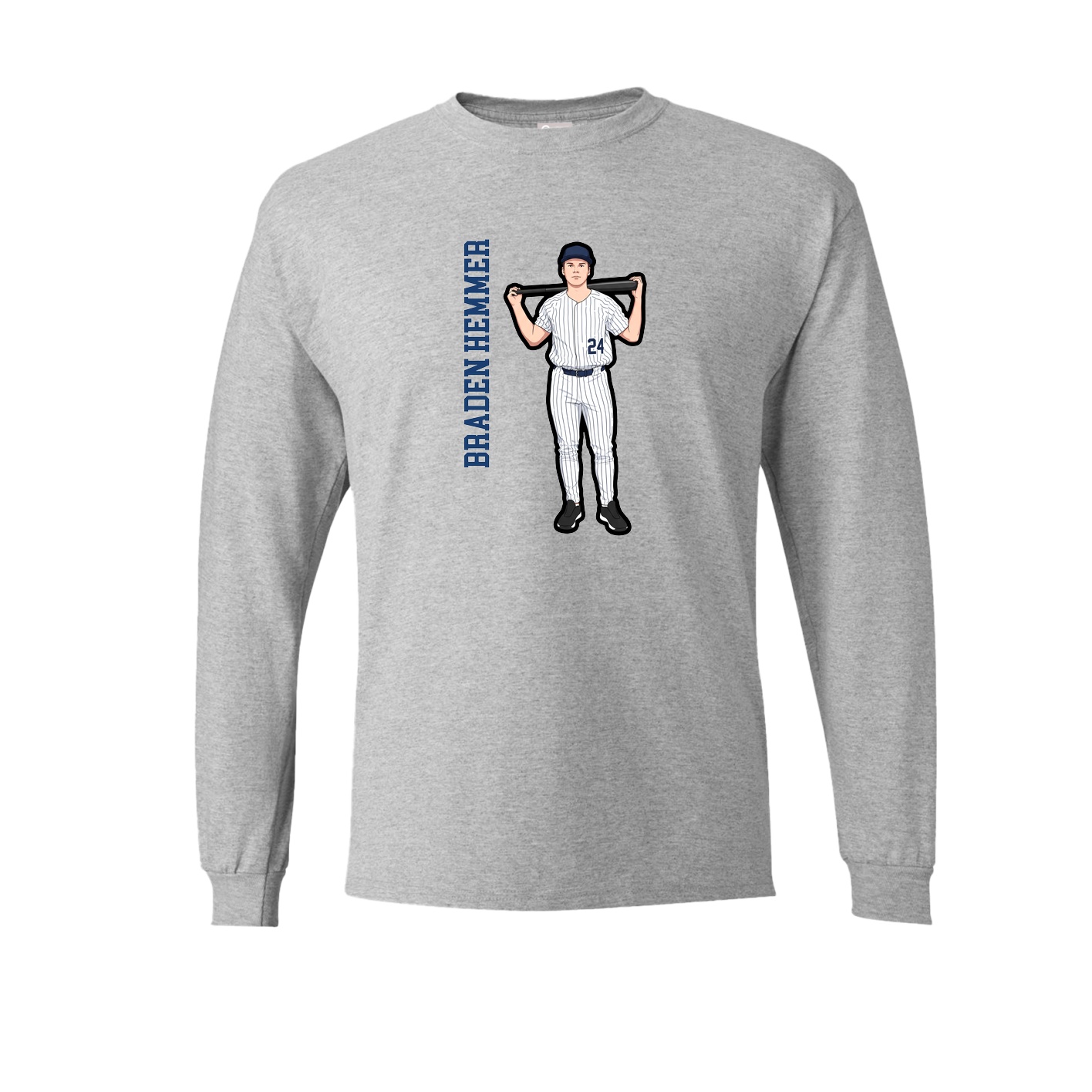 Long Sleeve Tee — Name Vertical in Grey