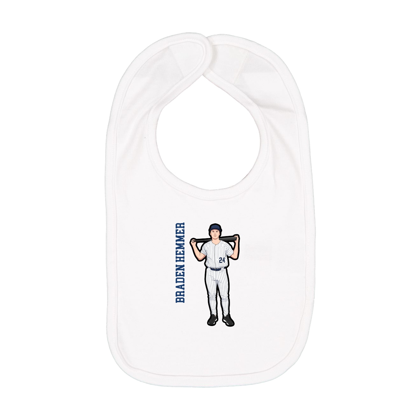 Infant Bib — Name Vertical in White