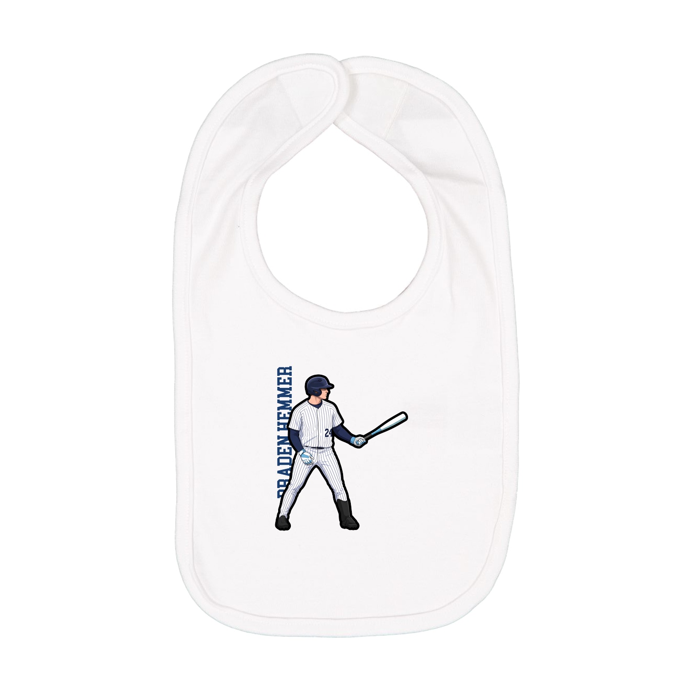 Infant Bib — Name Vertical in White