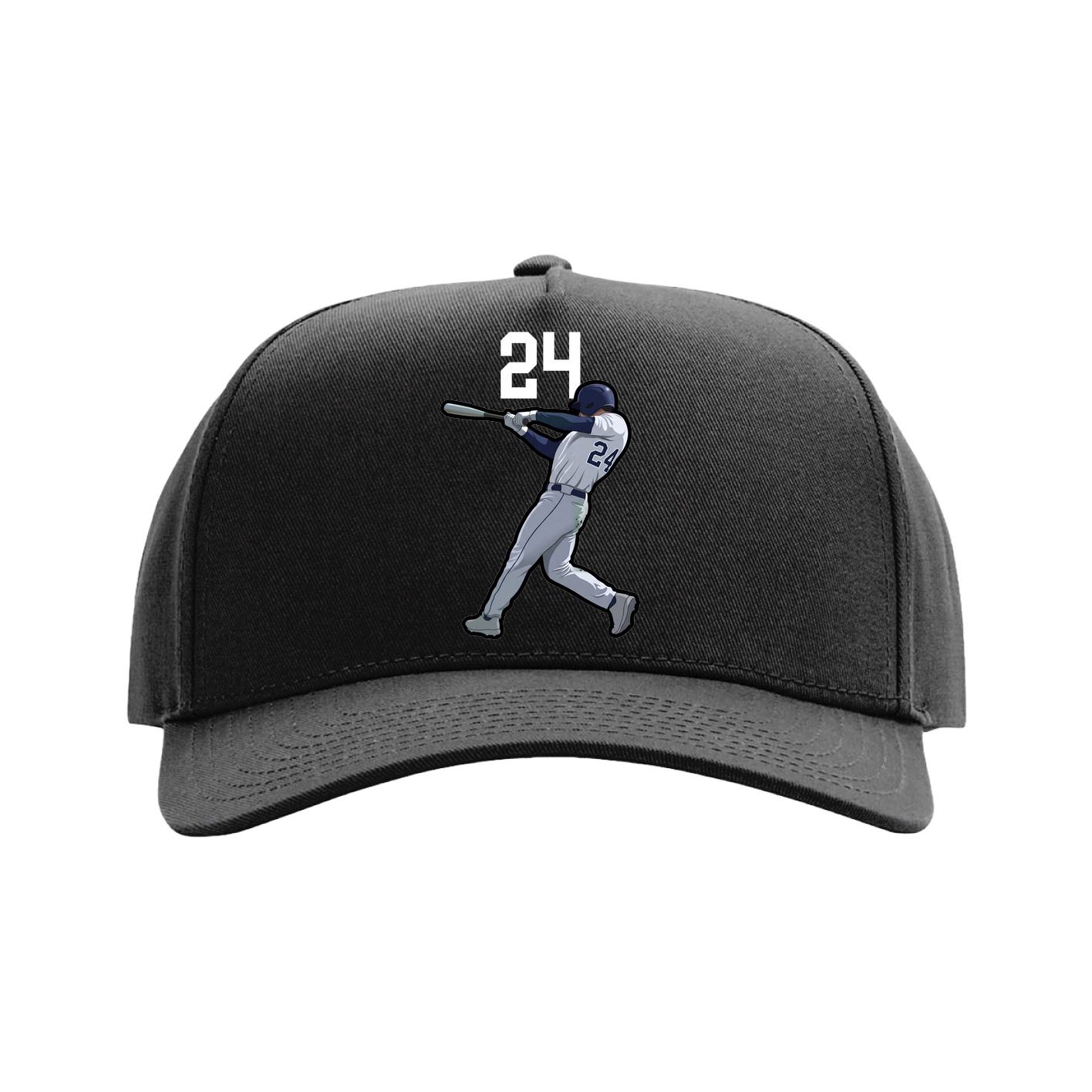 Full Fabric Five-Panel Champ Cap — Number Top in Black