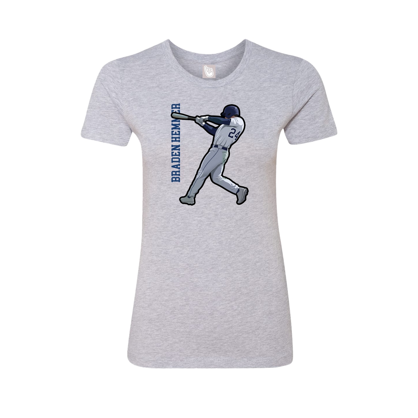 Womens Tee — Name Vertical in Grey