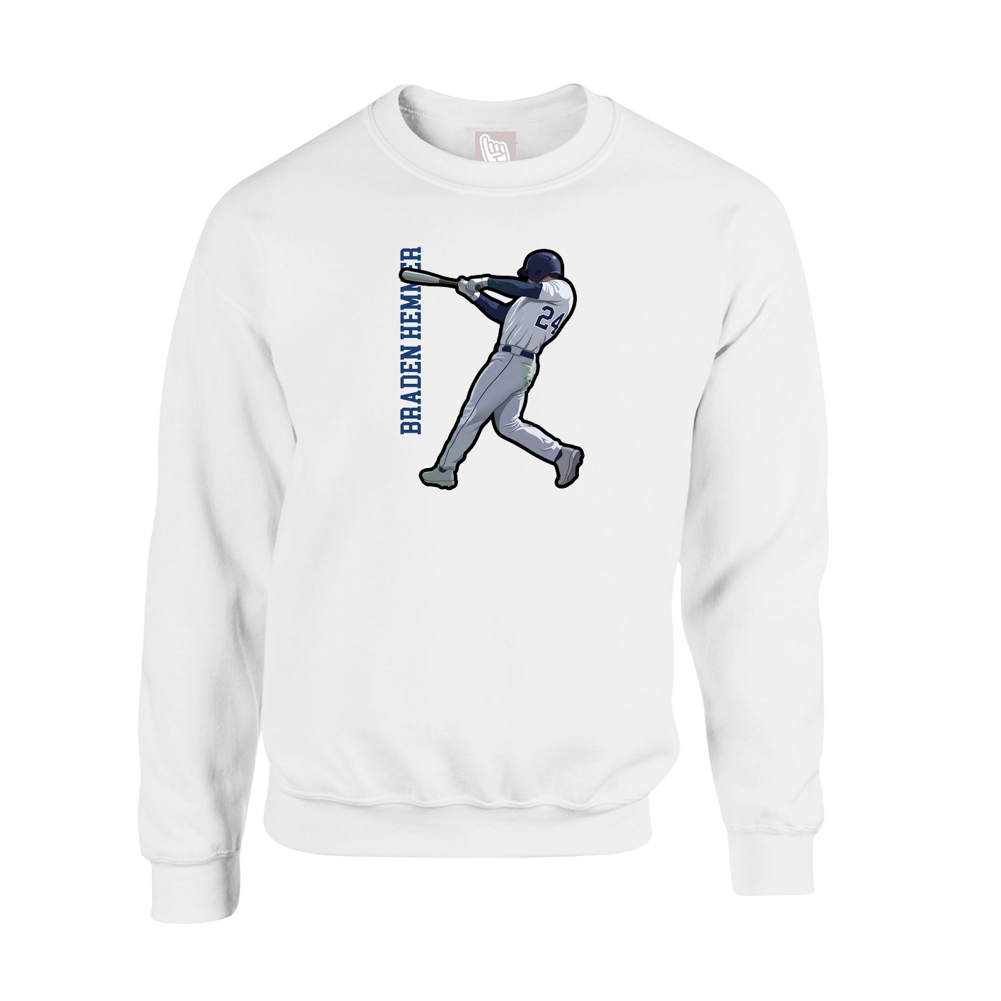 Fleece Crew — Name Vertical in White