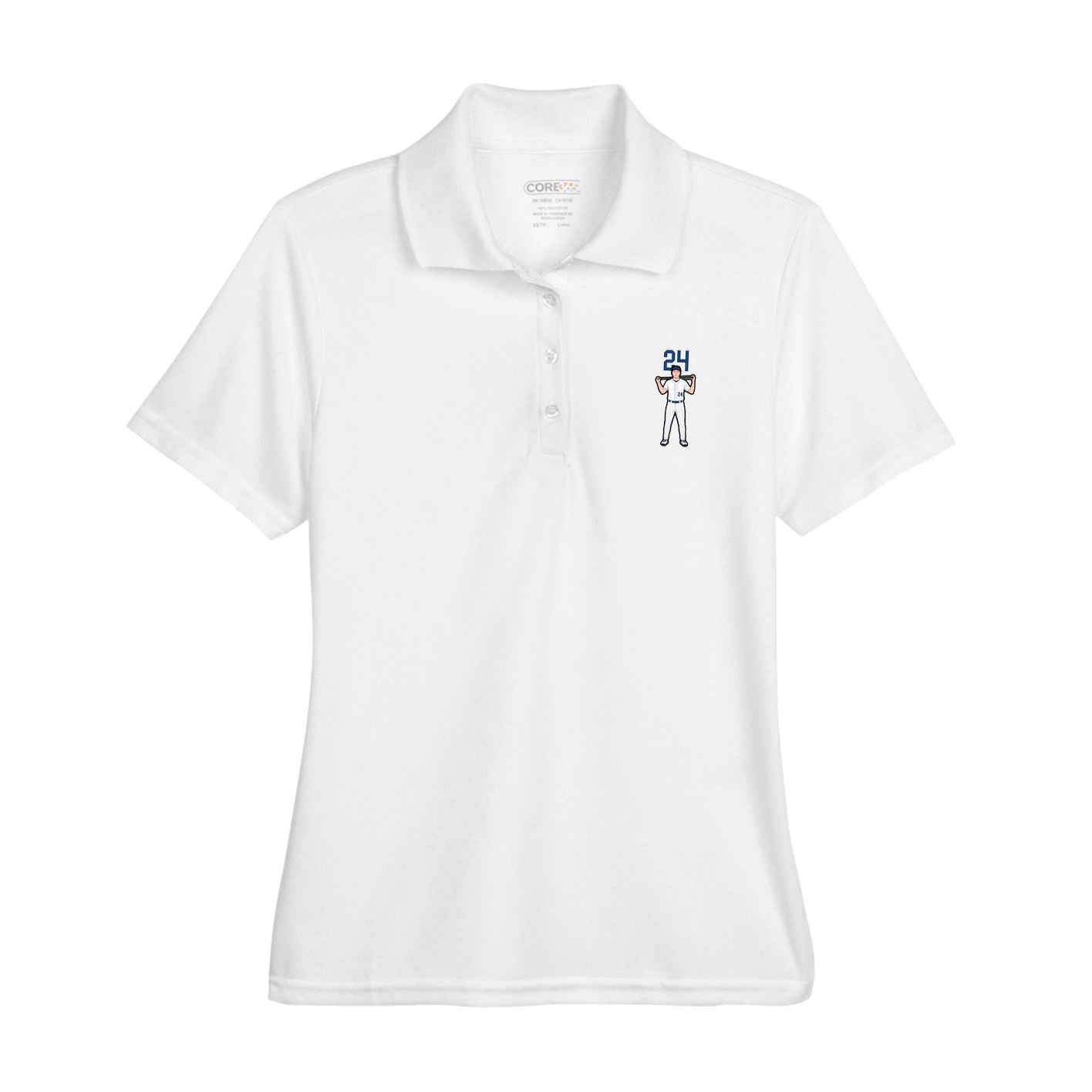 Womens Performance Polo — Number Top in White