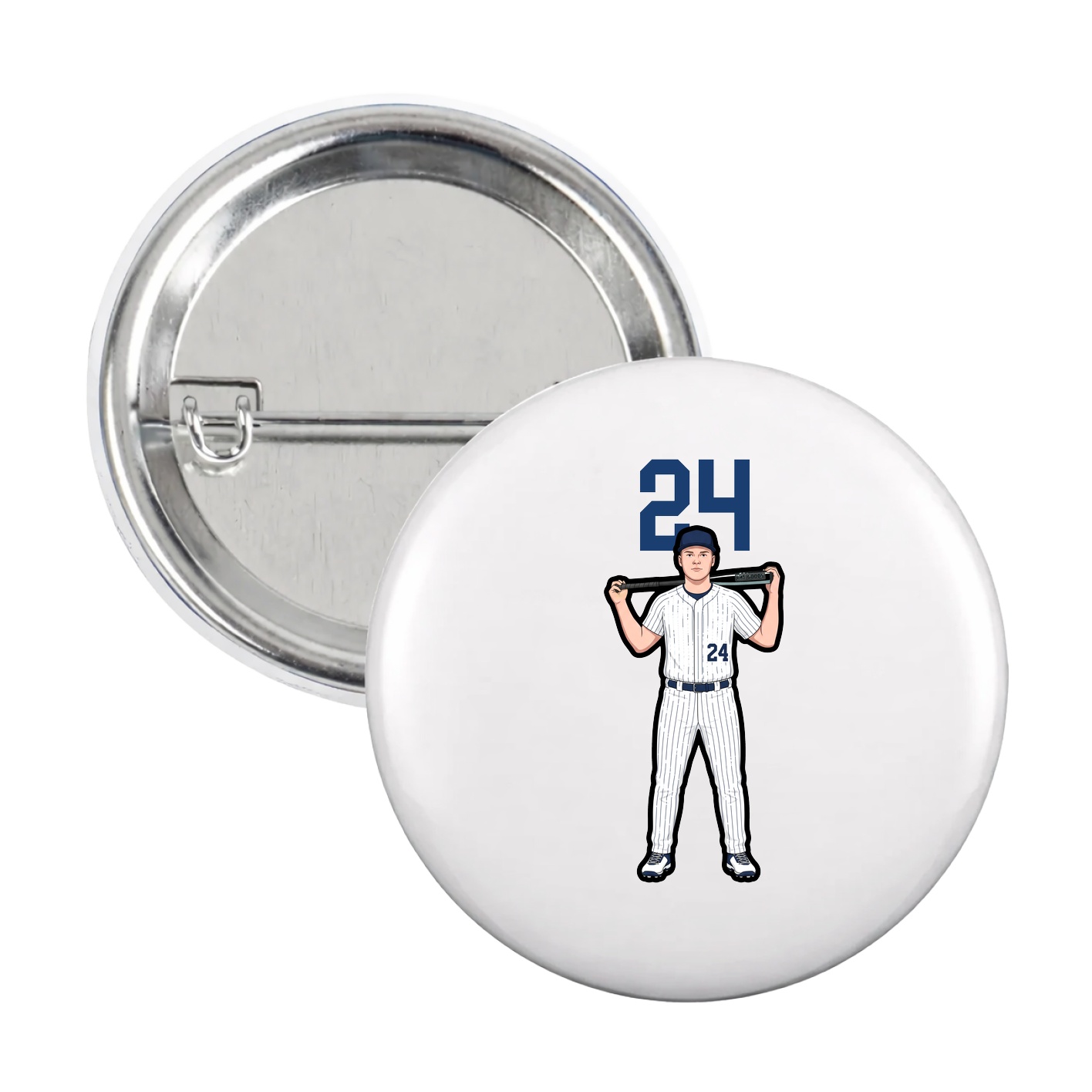Game Day Button — Number Top in White