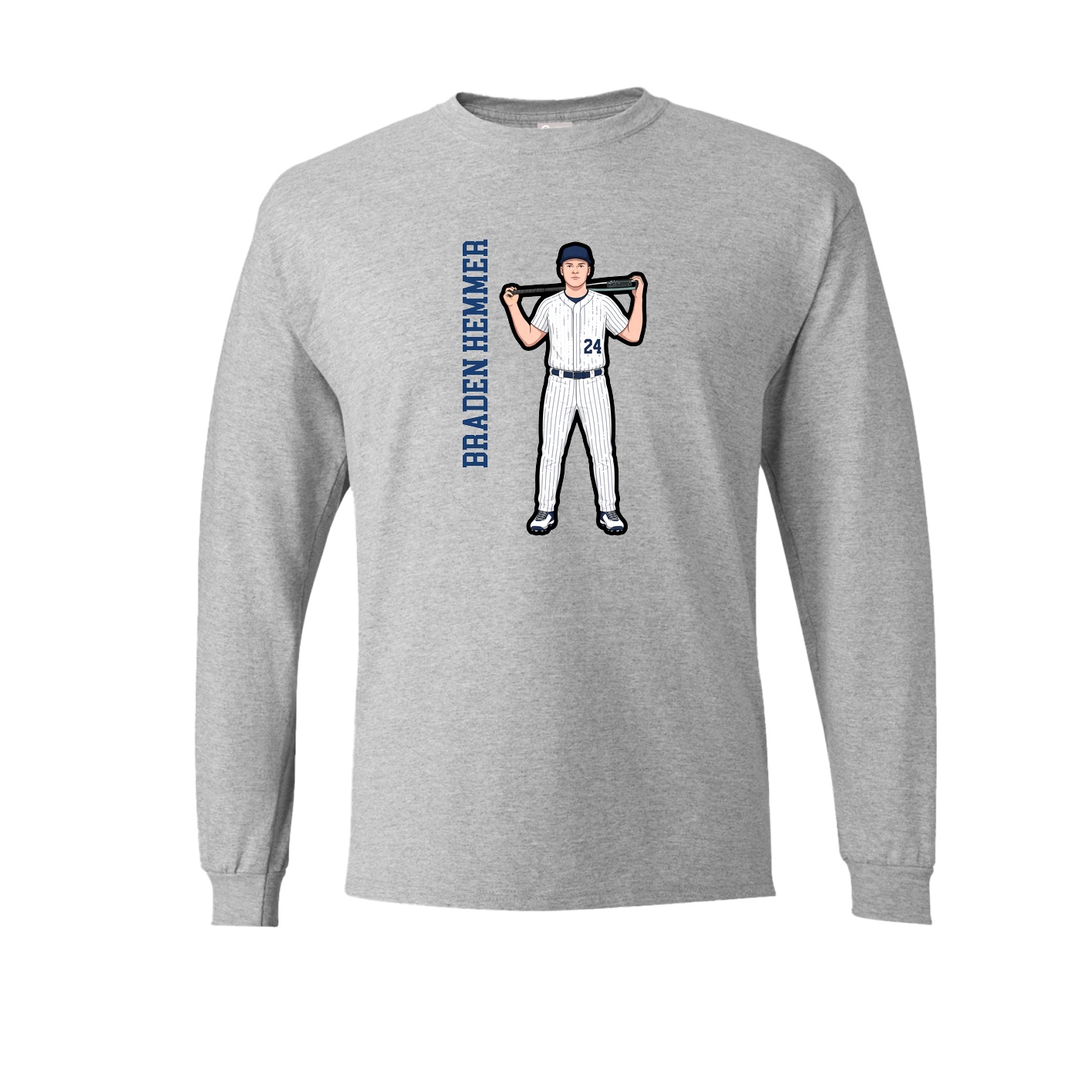 Long Sleeve Tee — Name Vertical in Grey
