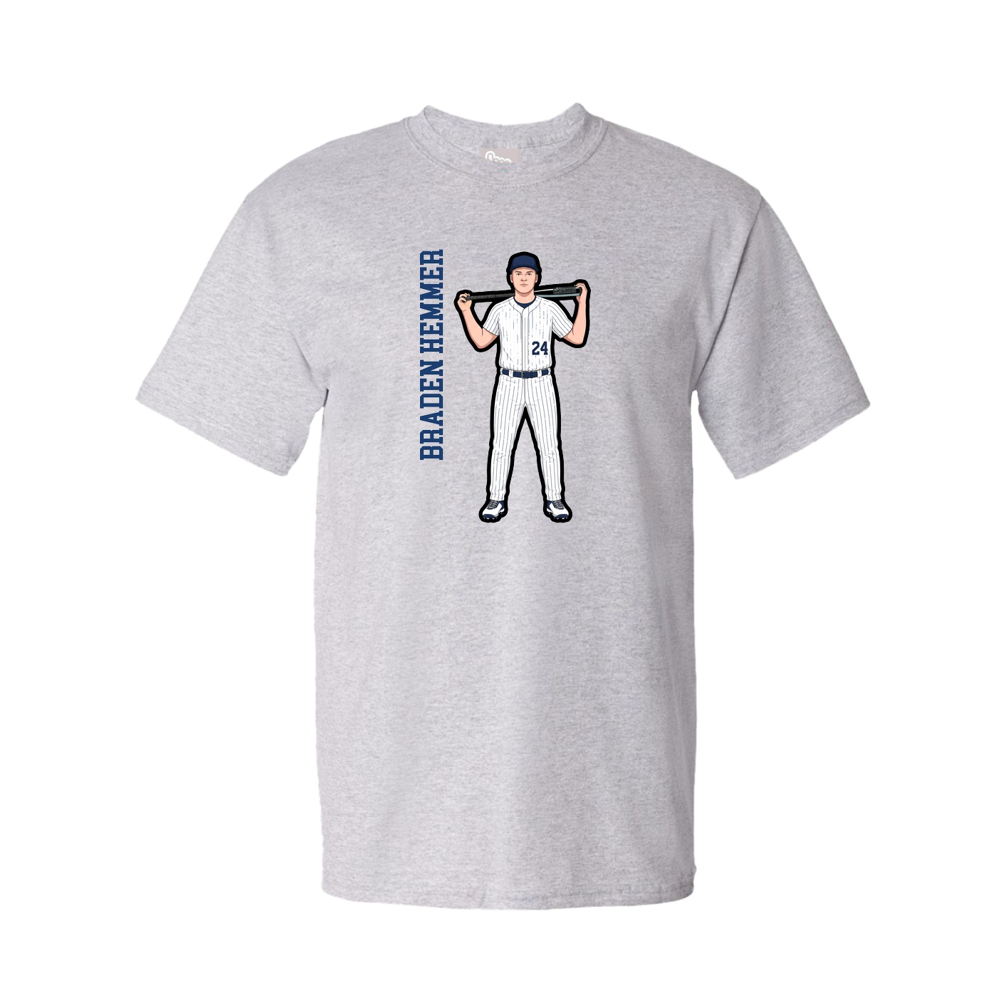 Youth Tee — Name Vertical in Grey