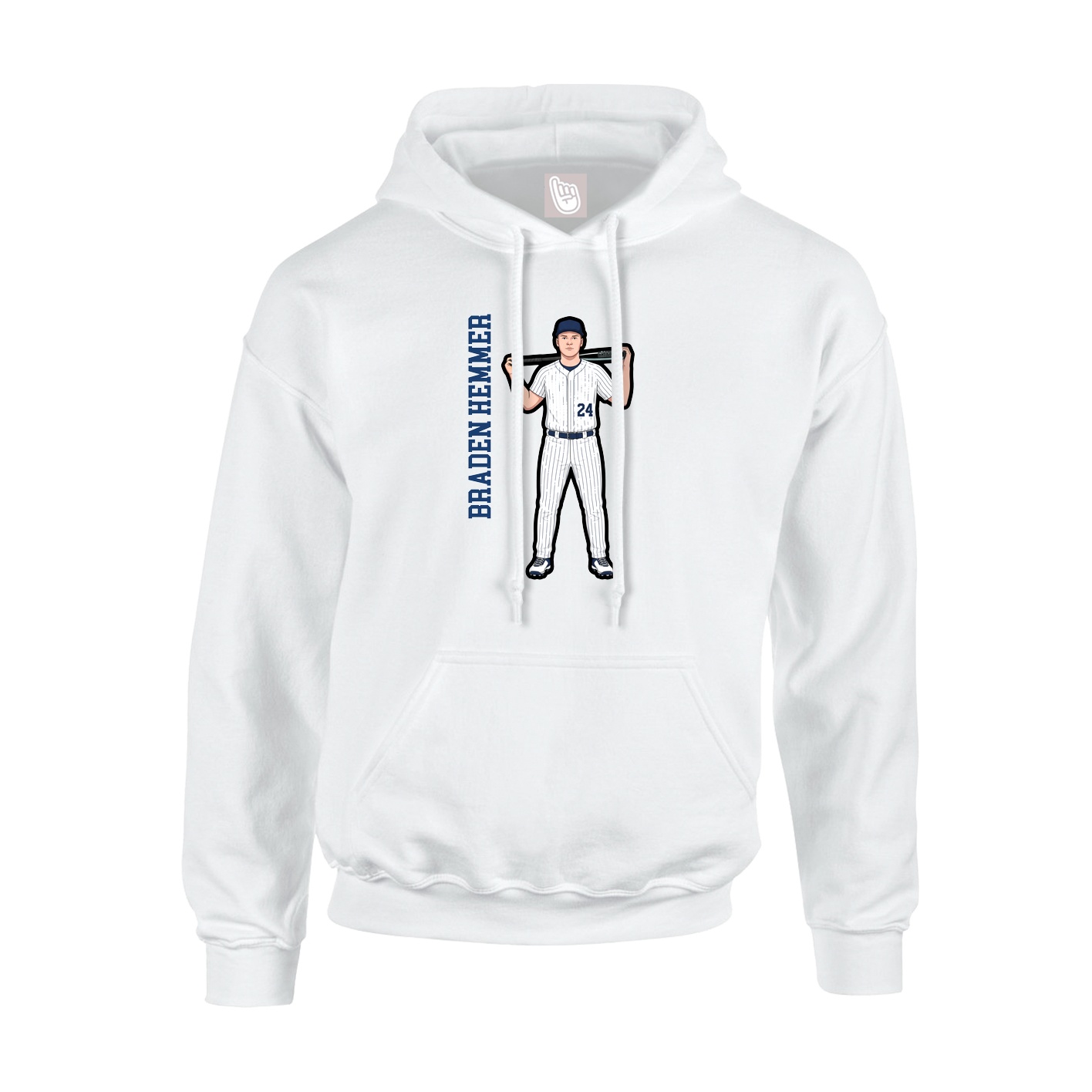 Youth Hoodie — Name Vertical in White
