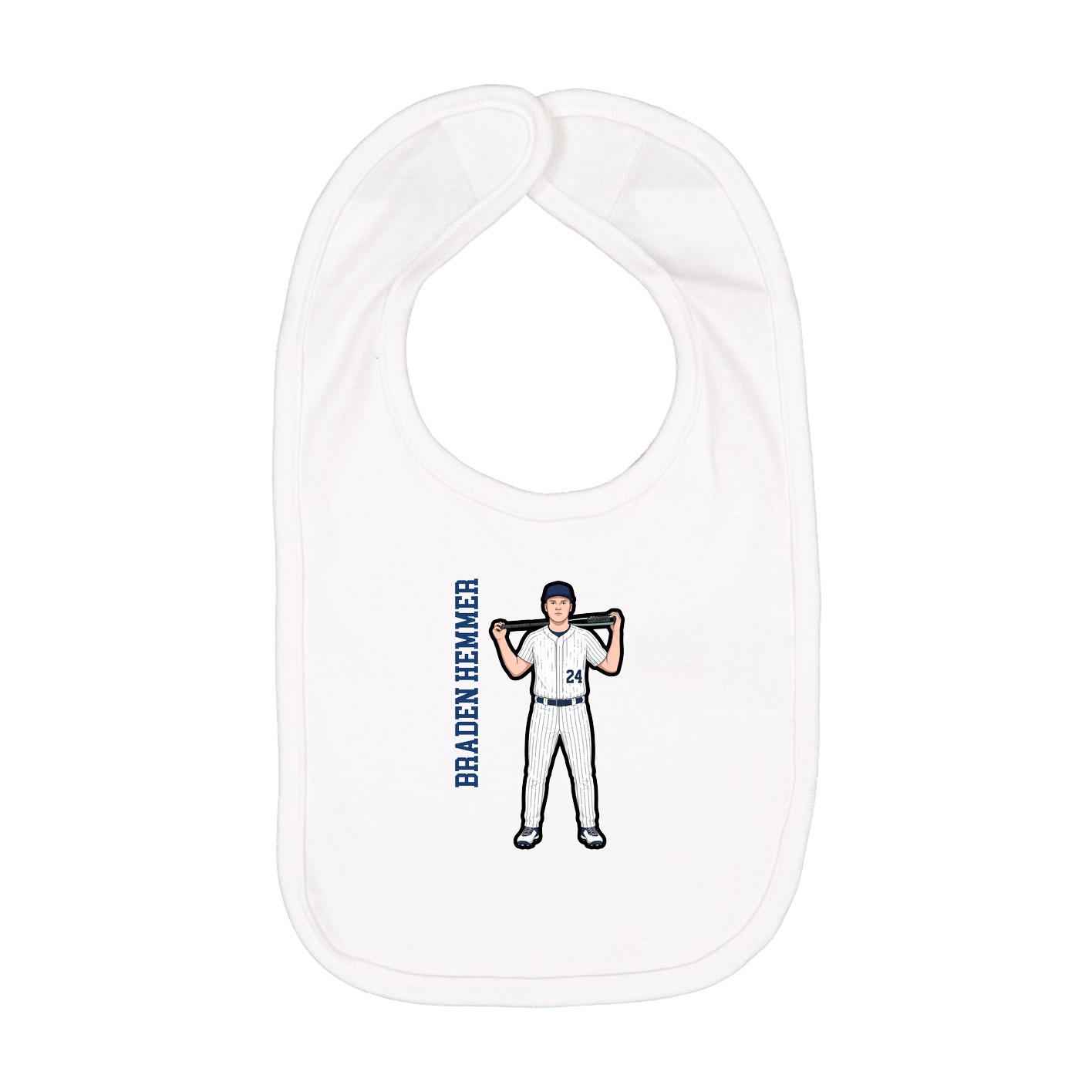 Infant Bib — Name Vertical in White