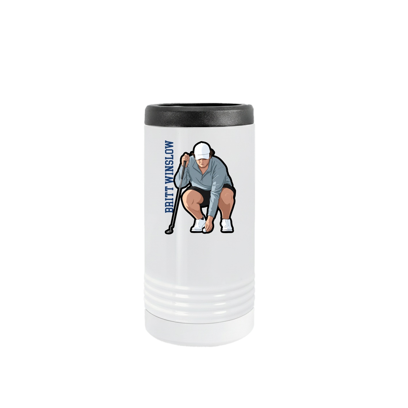 Slim Beverage Holder — Name Vertical in White