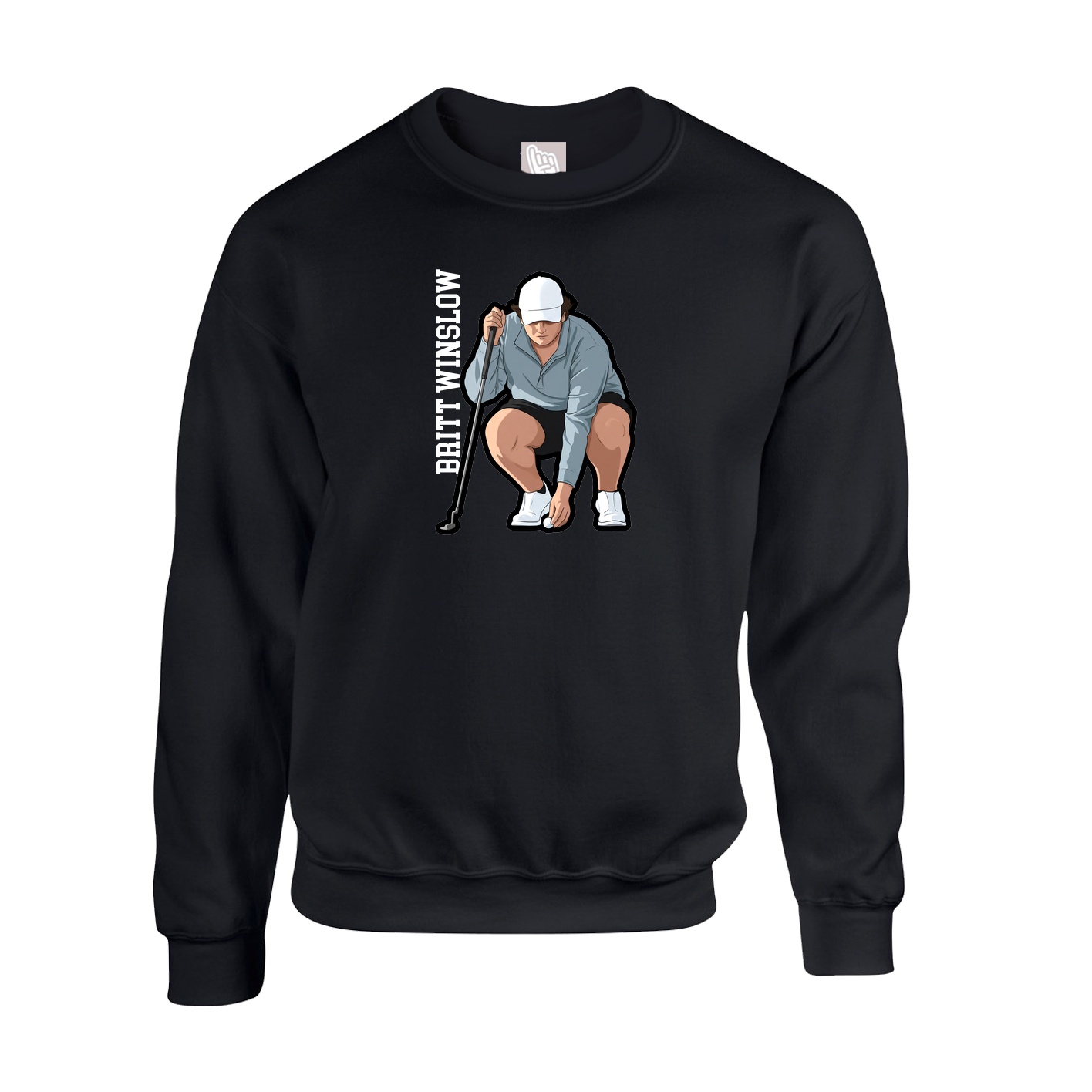 Fleece Crew — Name Vertical in Black