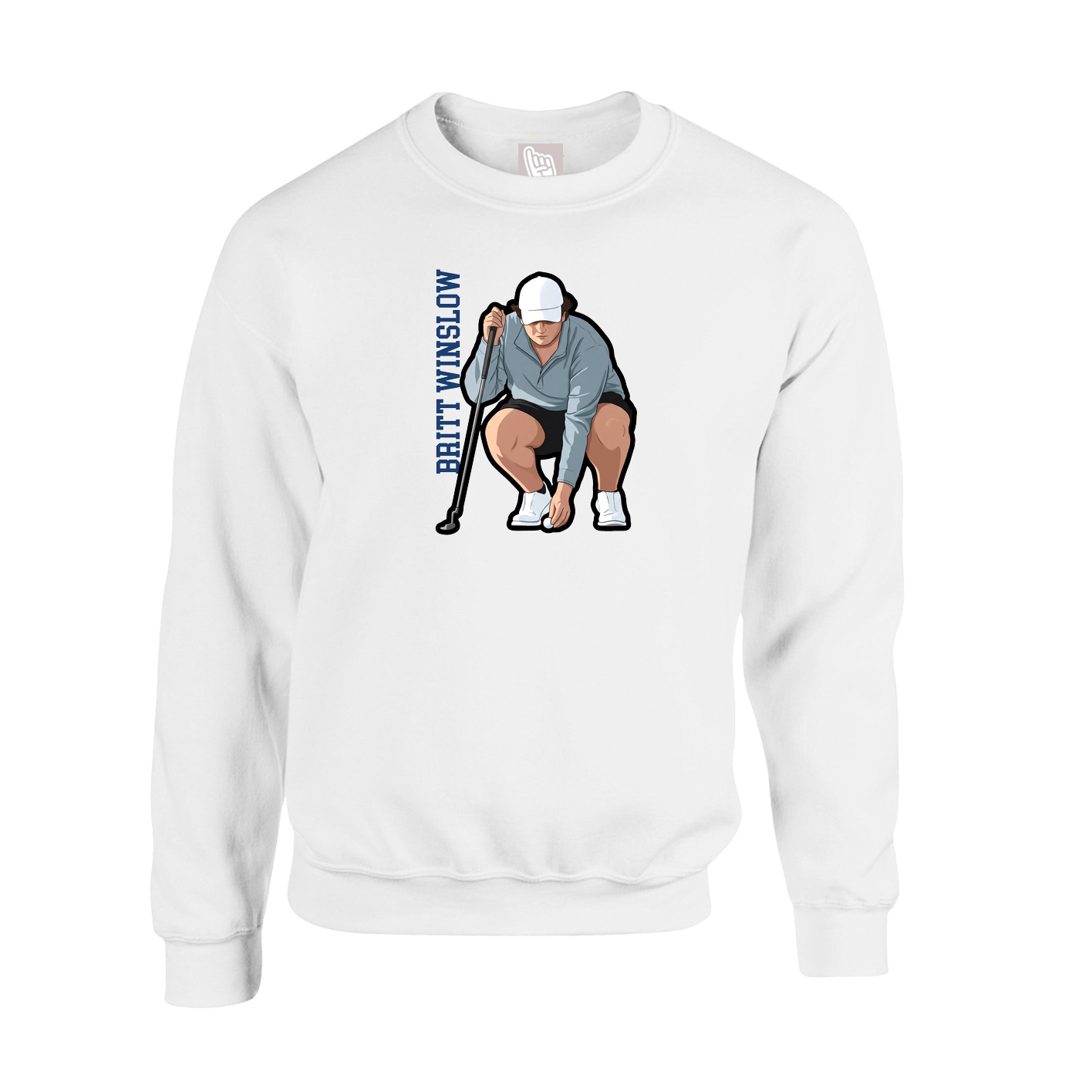 Fleece Crew — Name Vertical in White