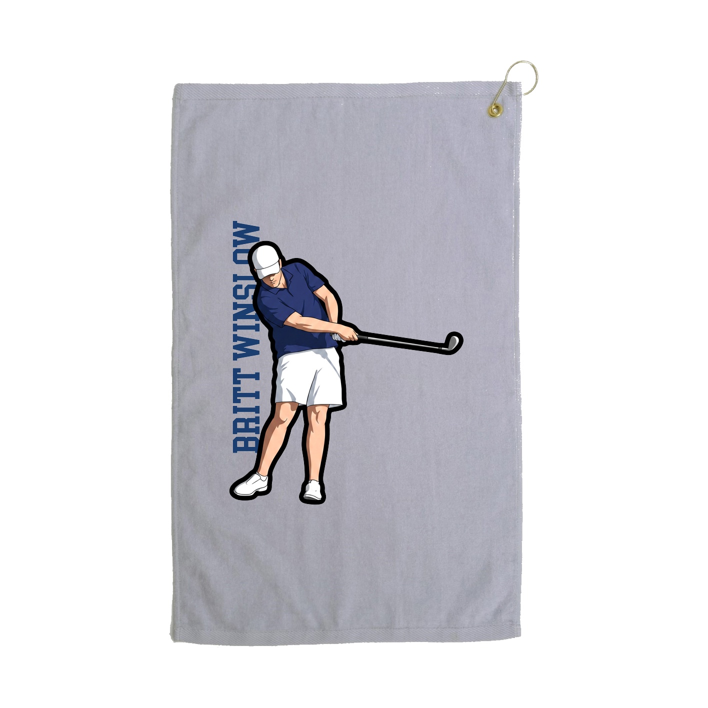 Golf Towel — Name Vertical in Grey
