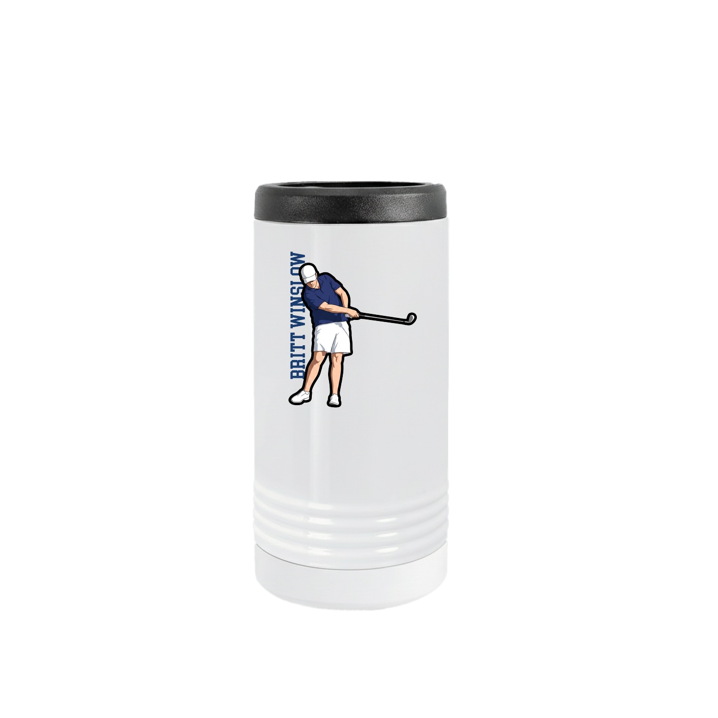 Slim Beverage Holder — Name Vertical in White