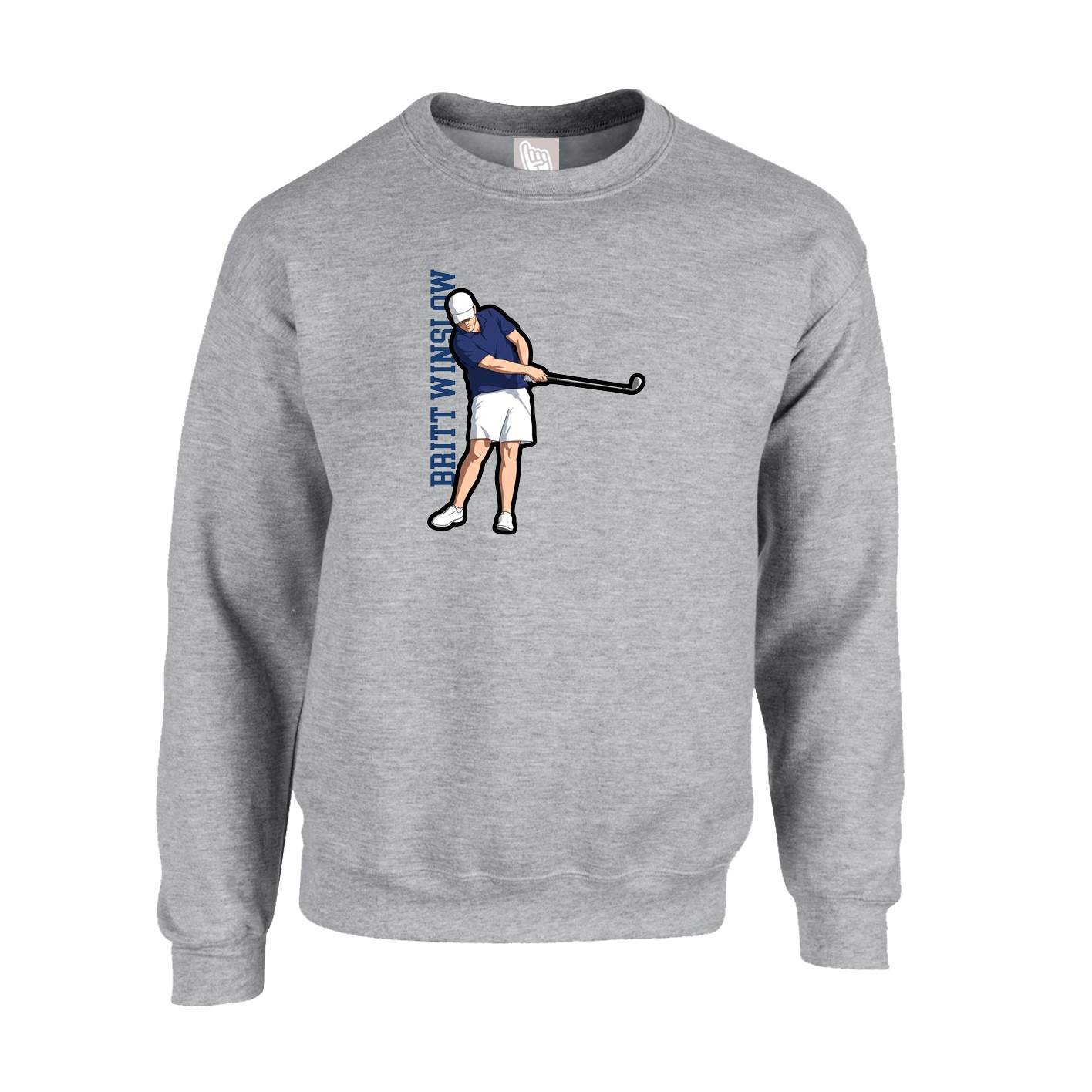 Fleece Crew — Name Vertical in Grey