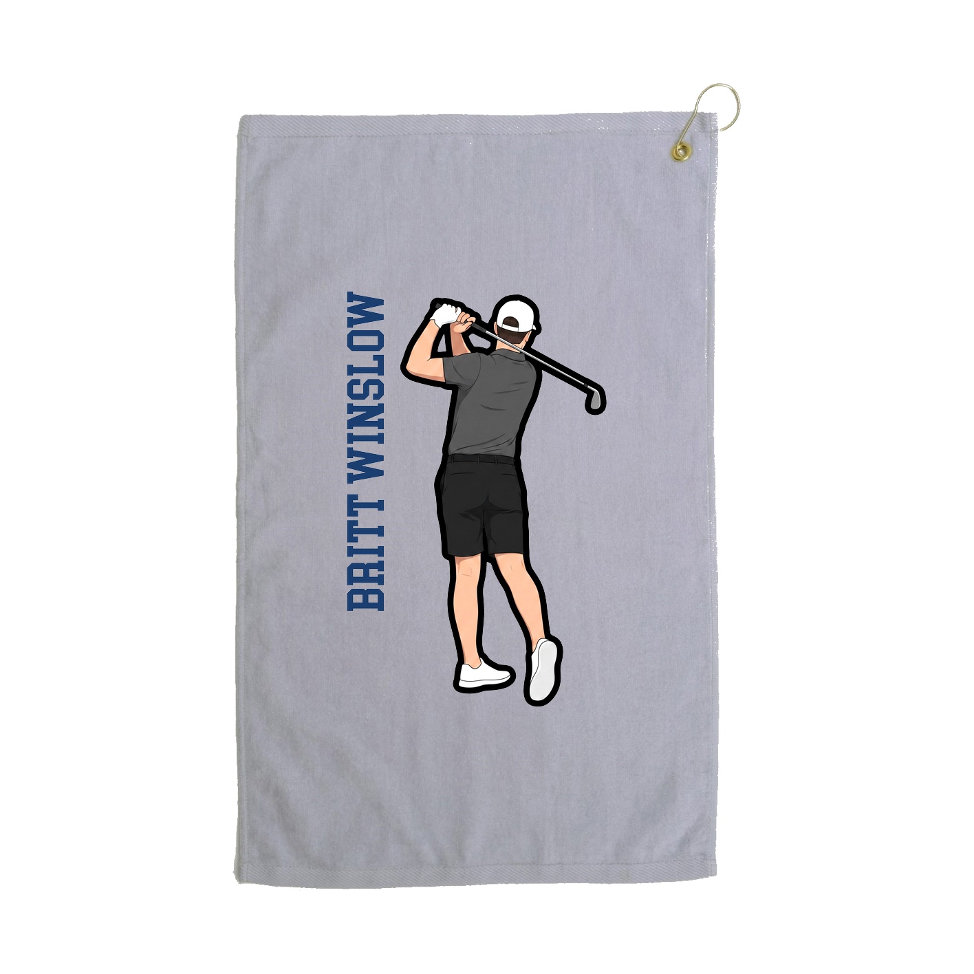 Golf Towel — Name Vertical in Grey